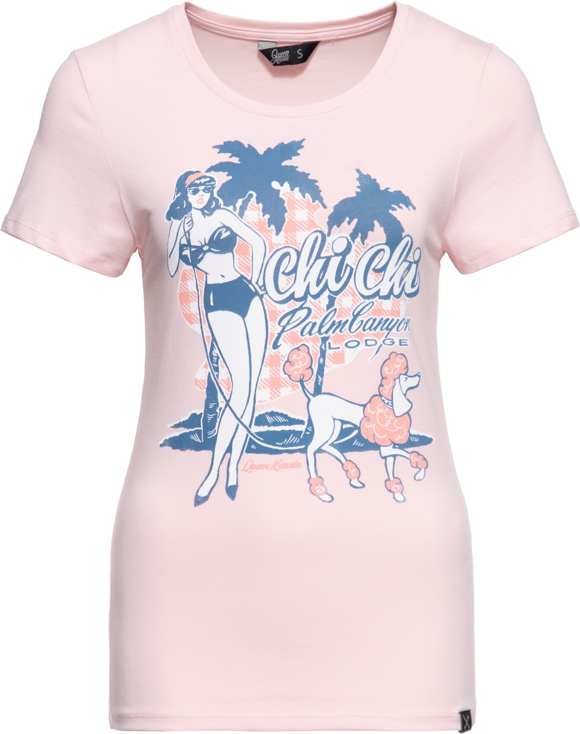 Queen Kerosin Damen T-Shirt Chi Chi Beach Poodle pink