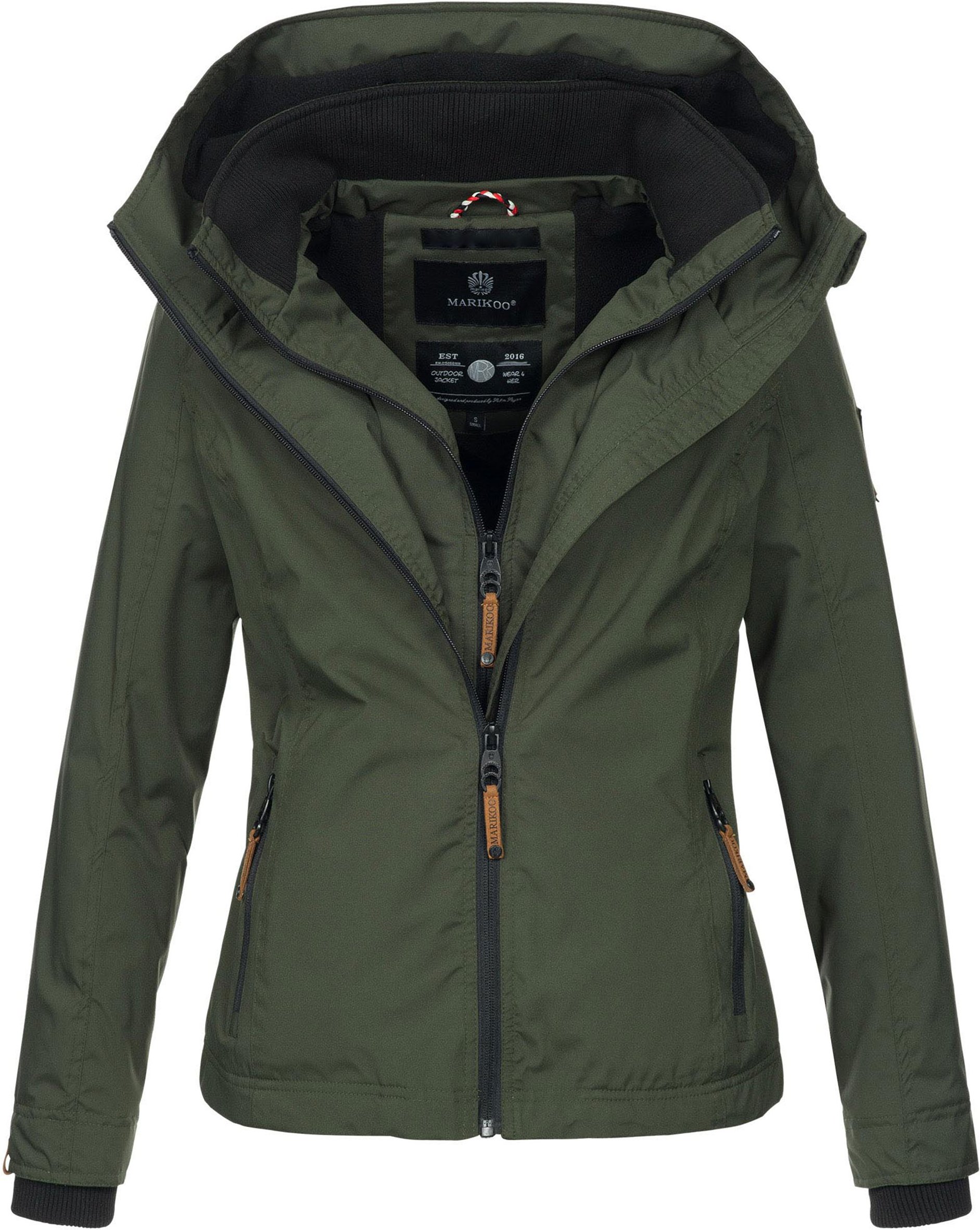 Marikoo Damen Übergangsjacke Erdbeere mit Doppelkragen & Fleece-Innenfutter