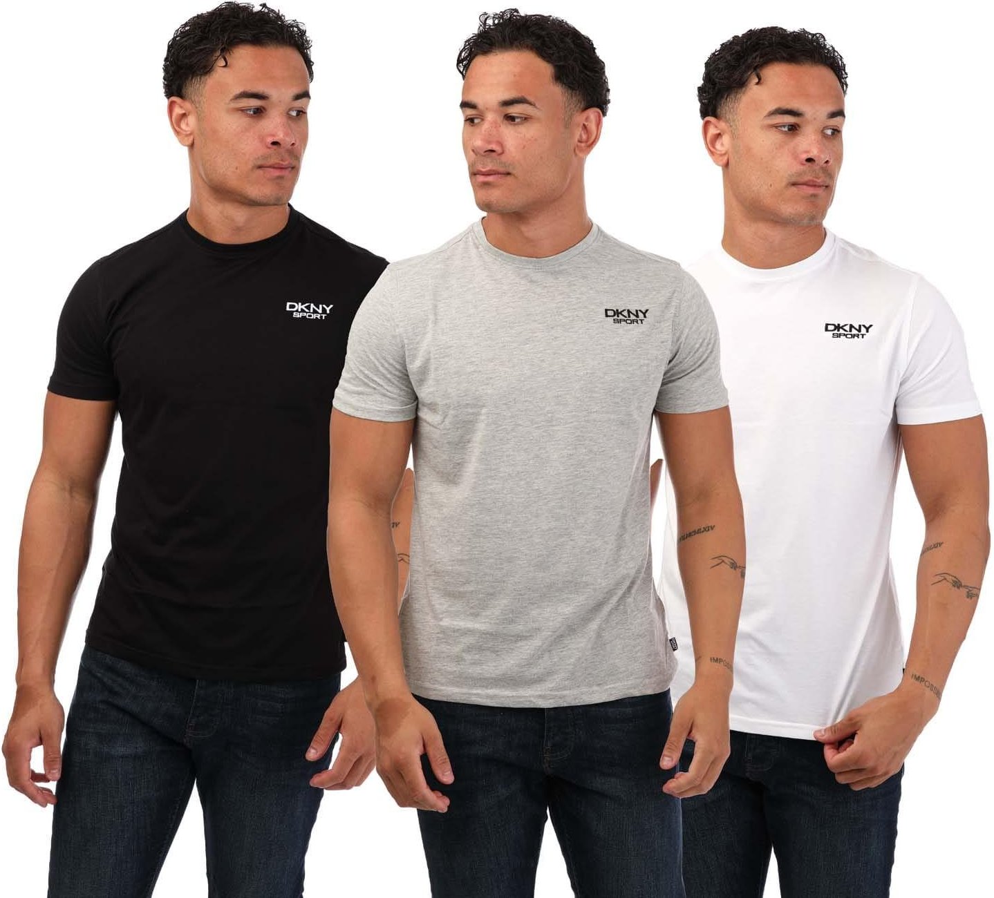 DKNY - T-Shirt für Herren(3er-Pack) (Schwarz/Grau/Weiß)