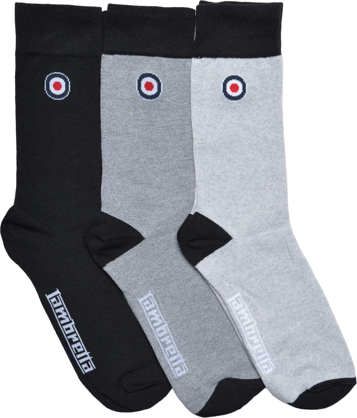 Lambretta - Socken für Herren(3er-Pack) (Schwarz/Holzkohle/Grau)