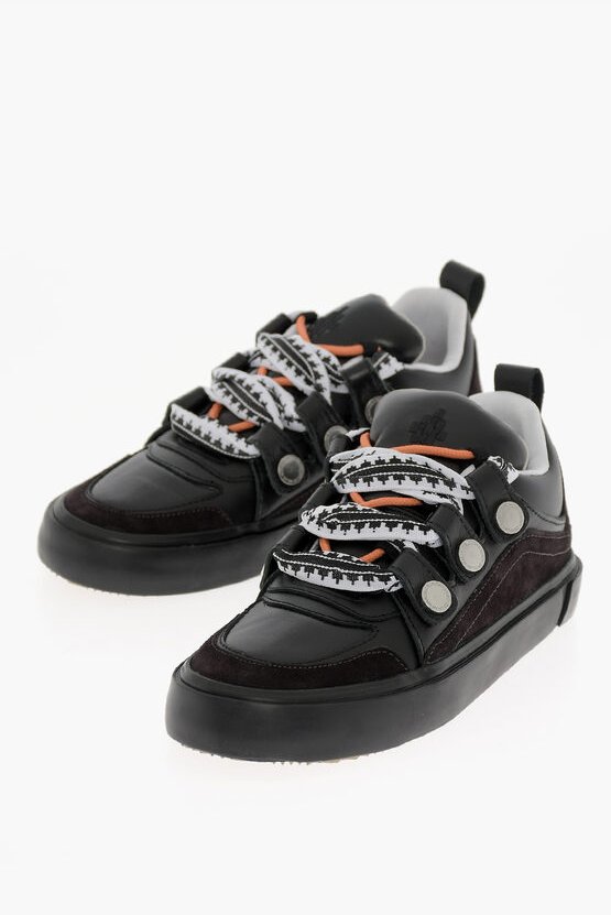 TICINELLA Low Top Sneakers aus Leder mit Maxi-Schnüren in Schwarz