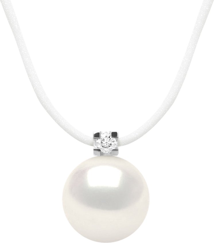 DIADEMA - Halskette - Nylon - Weiße Süßwasserperle und echter Diamant