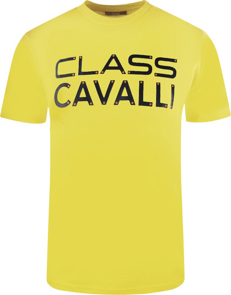 Gelbes T-Shirt mit Cavalli Class-Logo