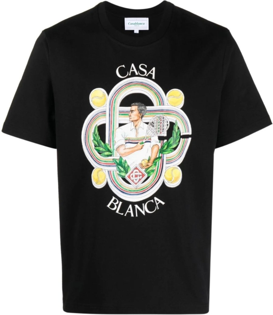 Casablanca Le Joueur Design Schwarzes T-Shirt