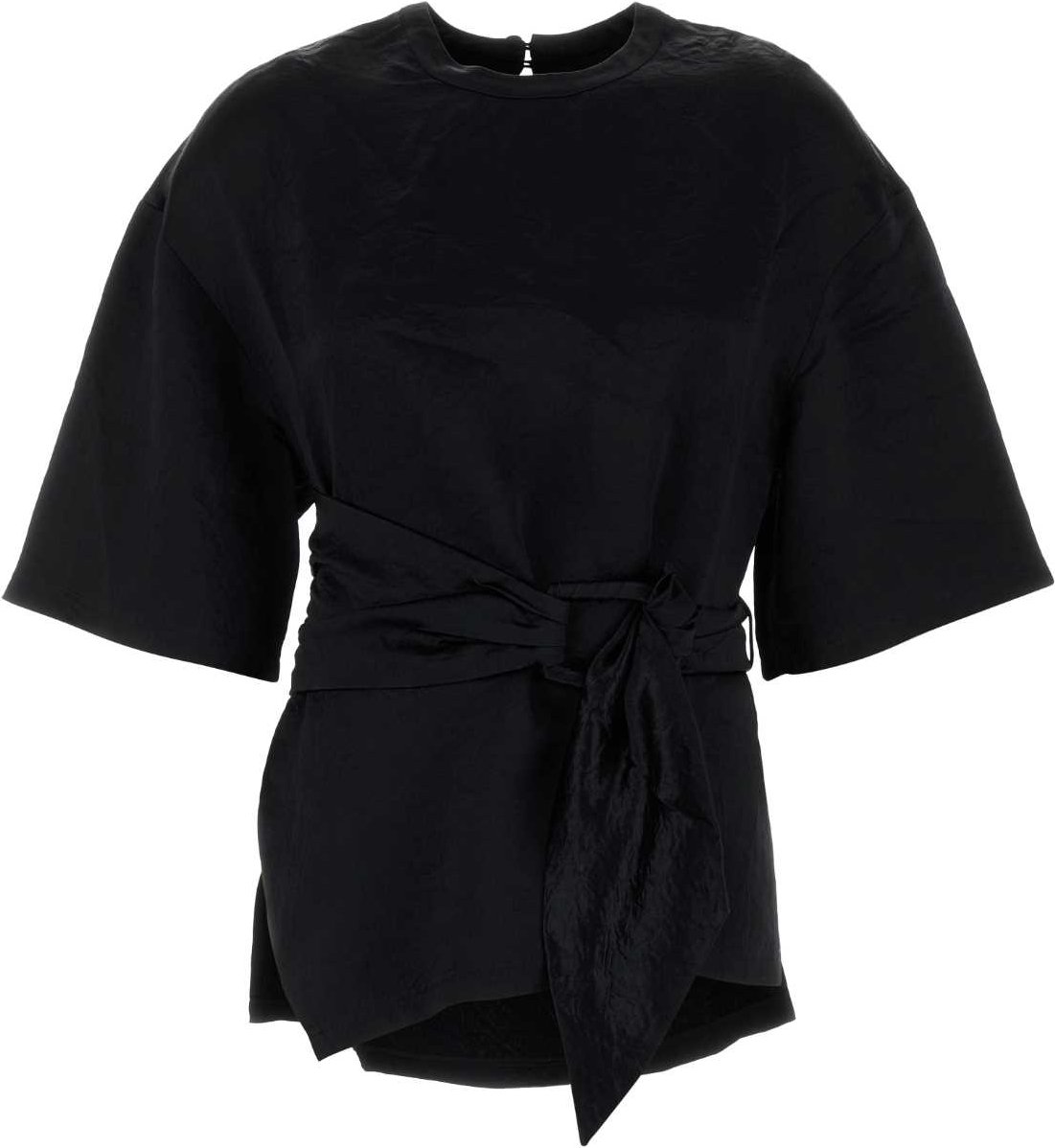 Schwarzes Satin Besia T-Shirt