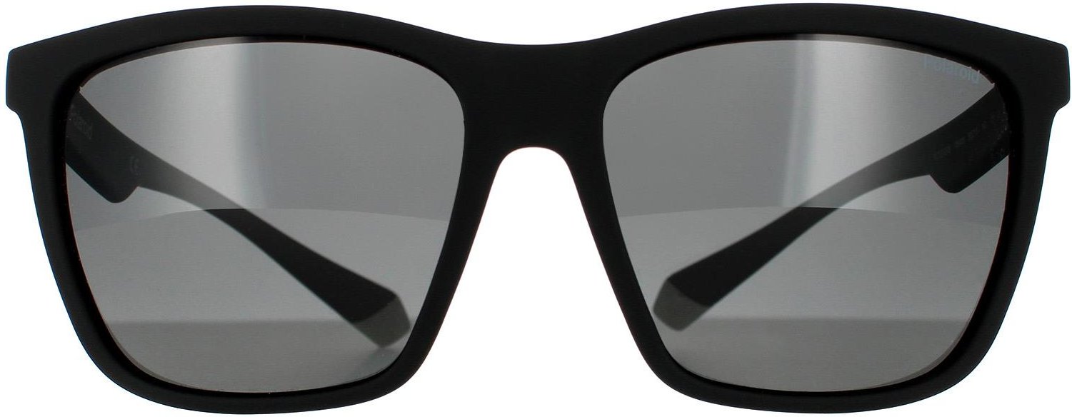 Polaroid Rectangle Mens Schwarz Grau Grau Polarisierte Sonnenbrille