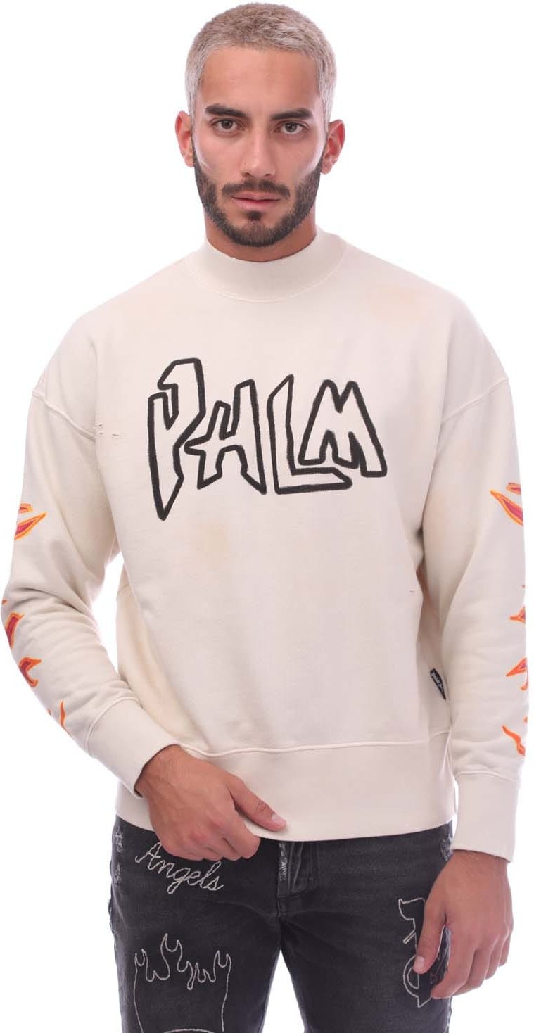 Bedrucktes Rollkragen-Sweatshirt in Weiß