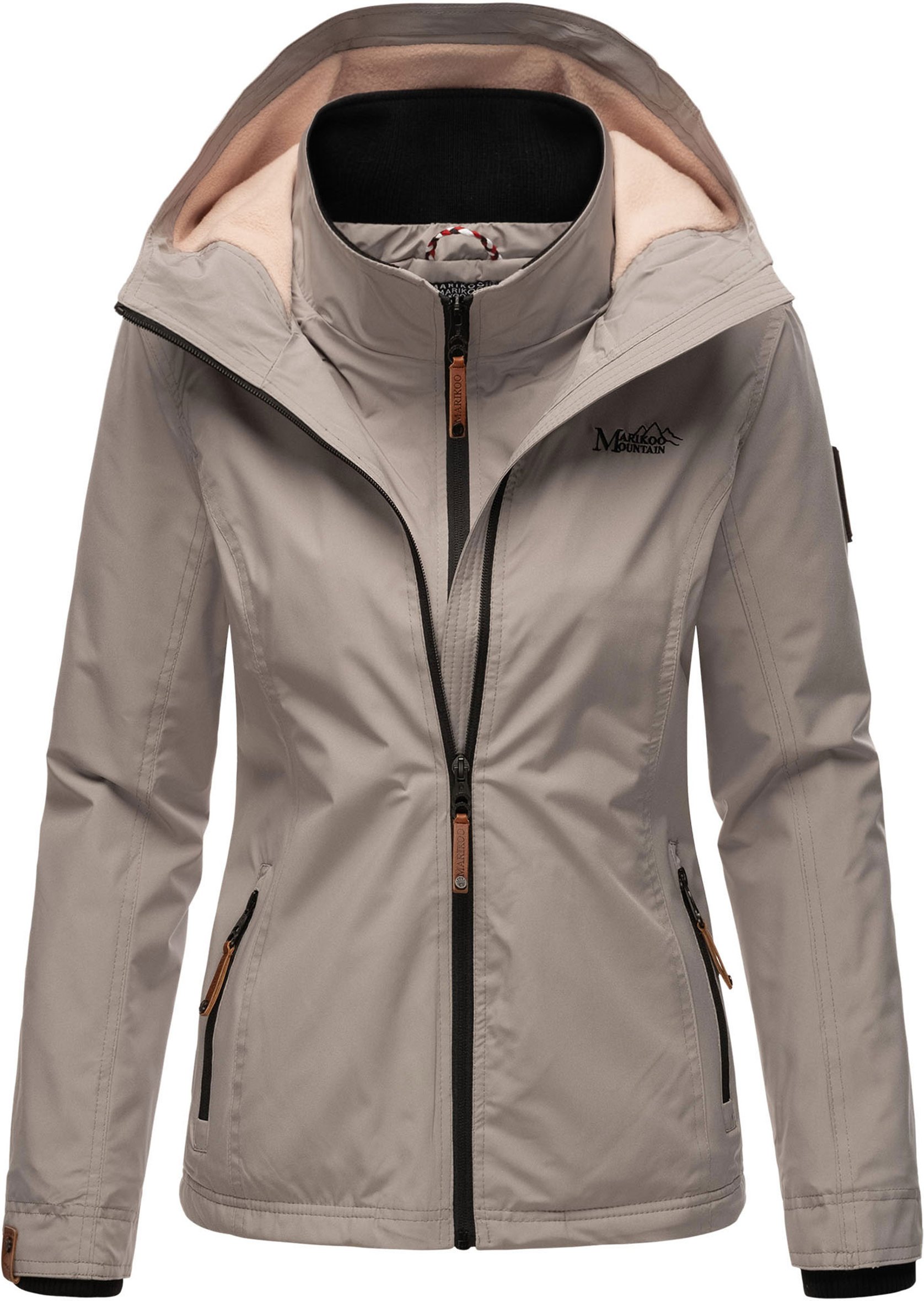 Marikoo Damen Übergangsjacke Erdbeere mit Doppelkragen & Fleece-Innenfutter