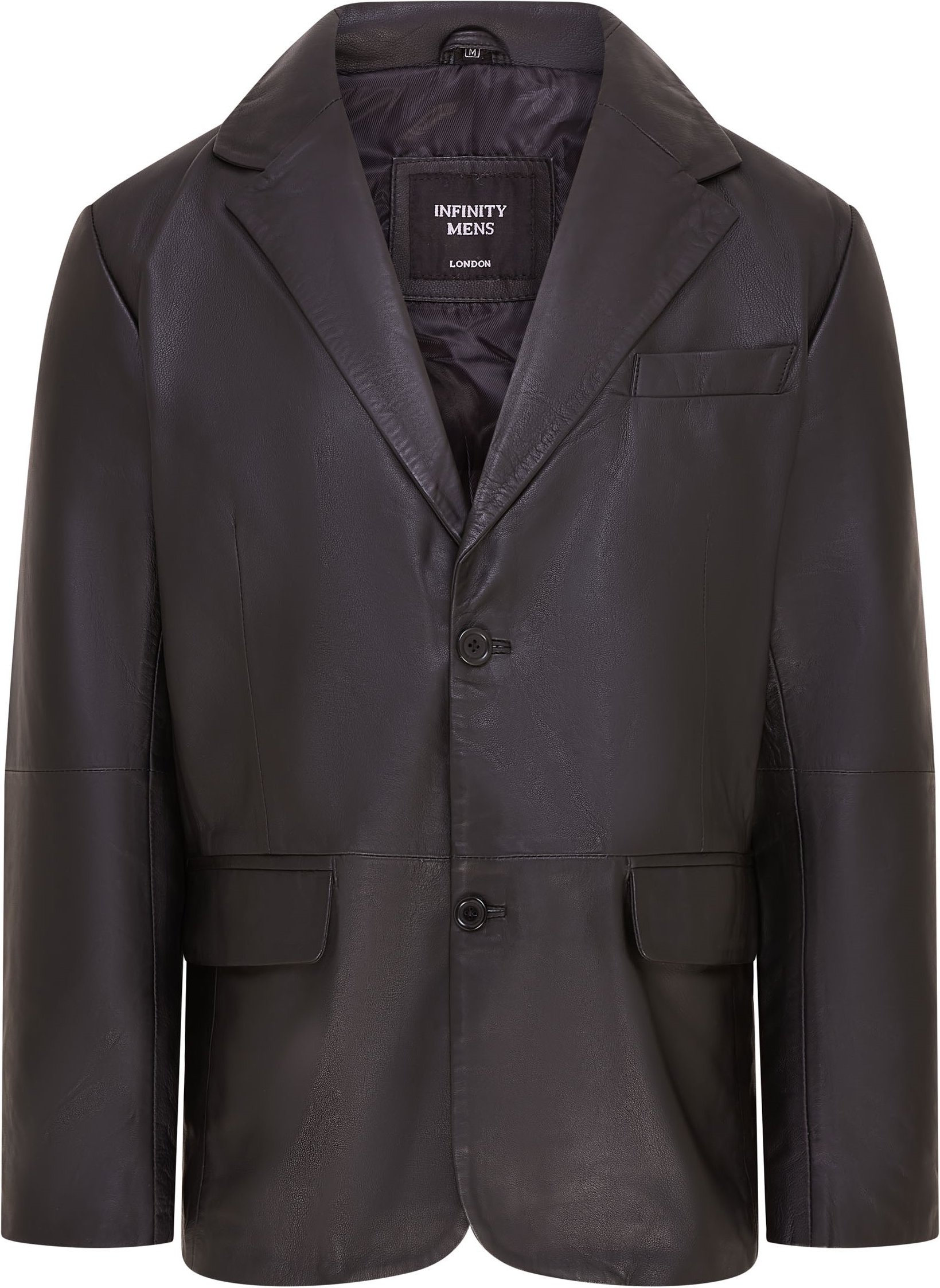 Schwarzes Lederblazer-Jackett mit 2 Knöpfen für Herren - Bergen