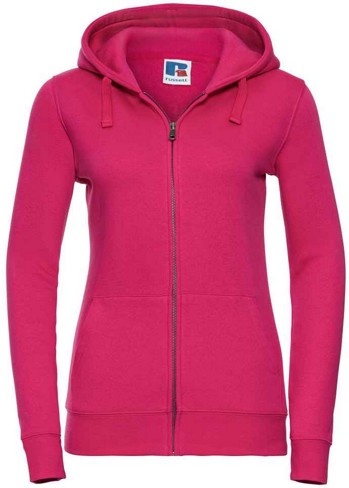 Russell - "Authentic" Kapuzenpullover Durchgehender Reißverschluss für Damen (Fuchsie)