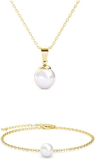 Vollmond-Kristallperlenset - Gold und Kristall