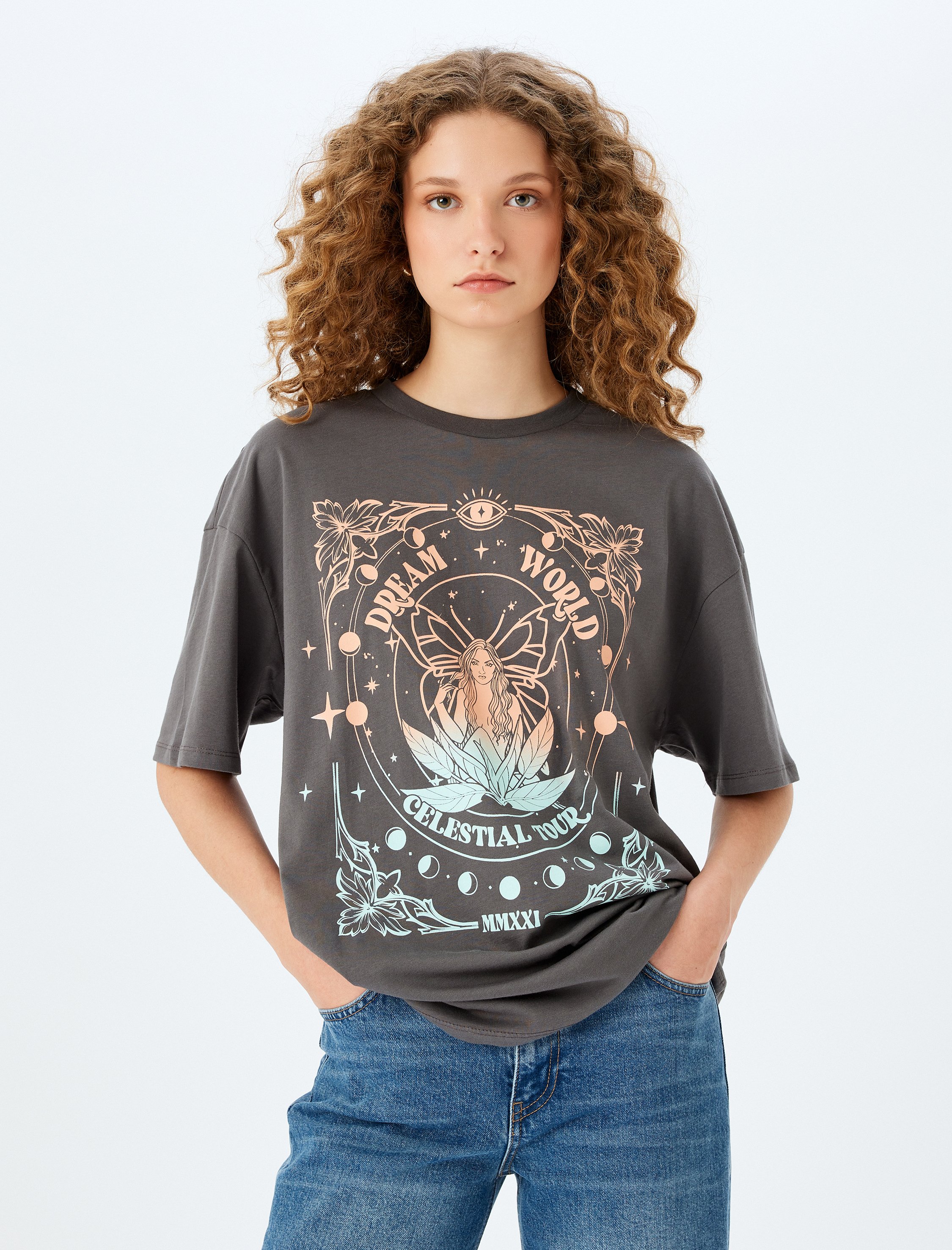 Koton T-shirt Rundhalsausschnitt Ellenbogenlänge T-shirt