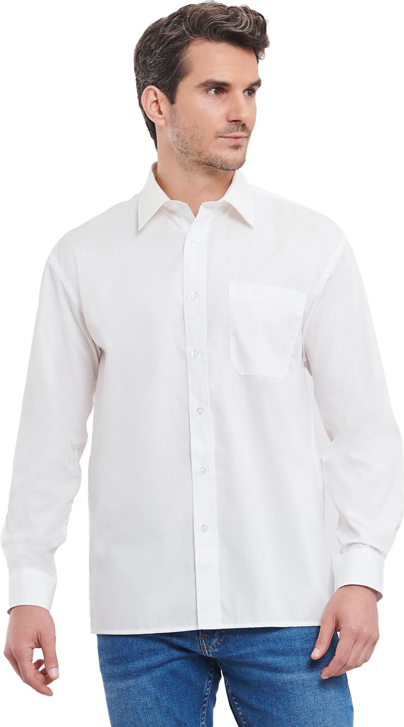 Russell Collection - Hemd Pflegeleicht für Herren Langärmlig (Weiß)