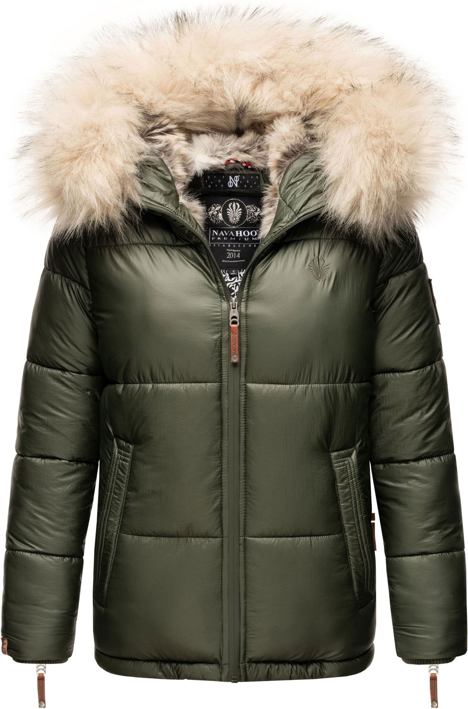 Navahoo Premium Damen Winterjacke Tikunaa – Puffer Look, Warm & Mit Kunstfellkragen