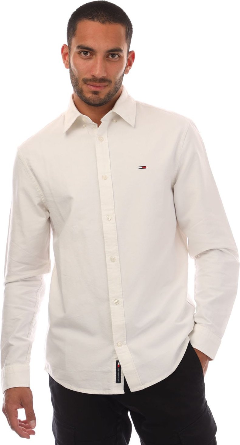 Herren Tommy Jeans Regular Fit Button-Down Oxford-Hemd in Weiß