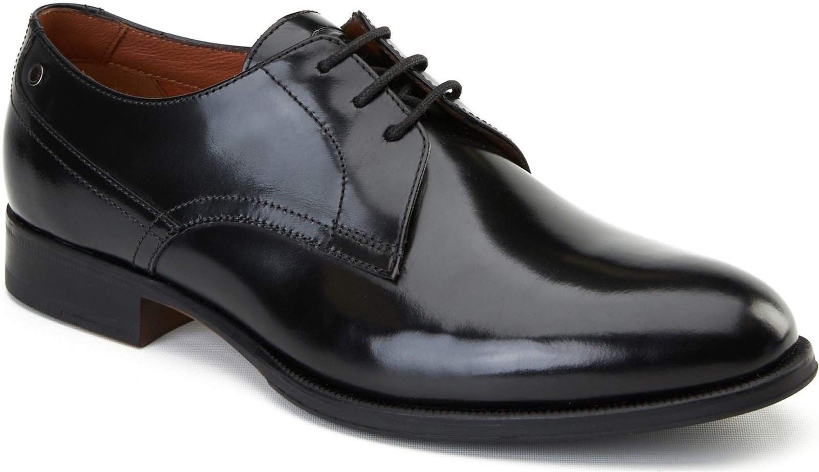 Thumbnail - Base London Edison Herrenschuhe Aus Schwarzem Leder Mit Schnürung