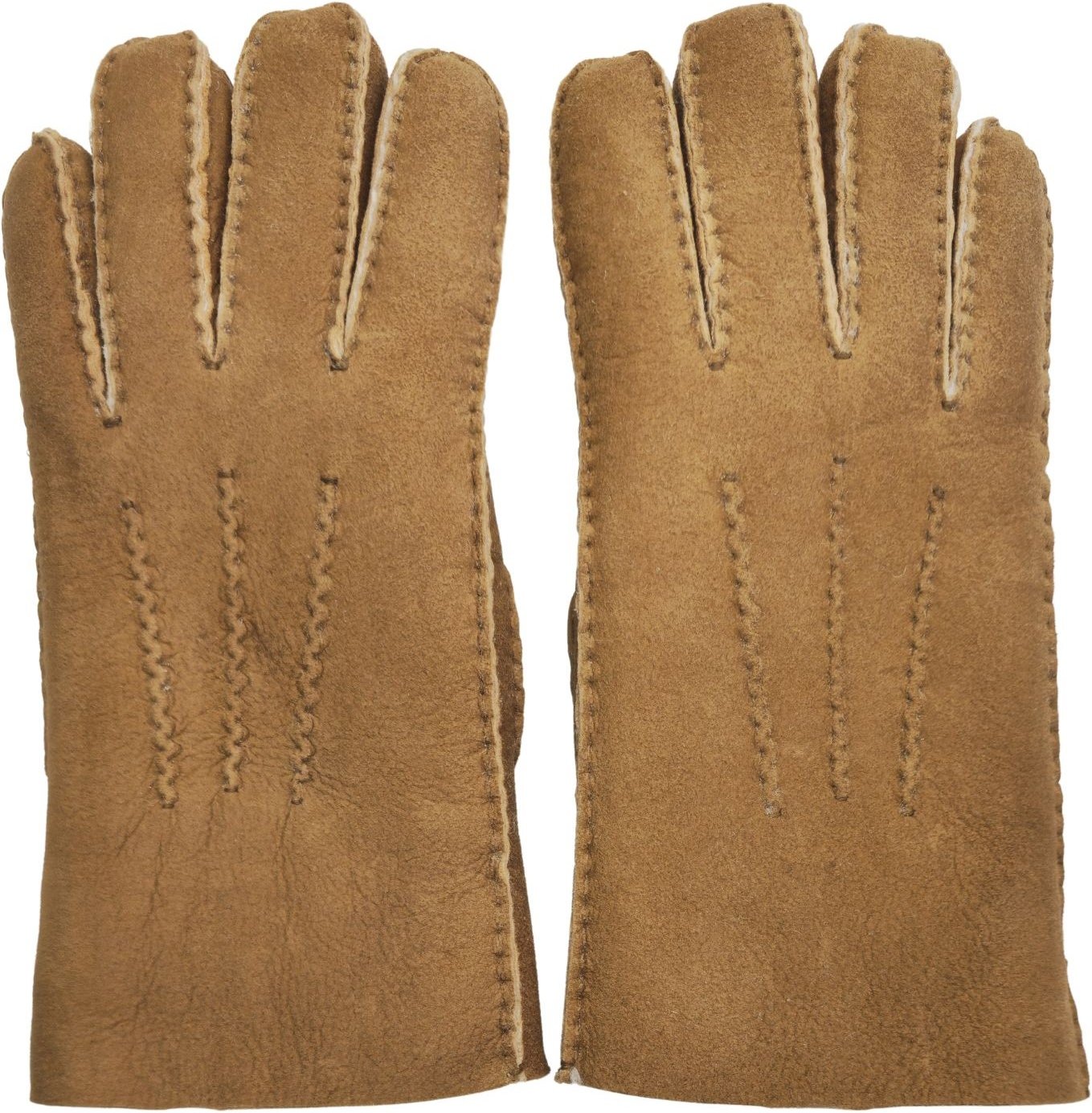 Hellbraune Luxus-Handschuhe aus Wildleder und Schaffell für Herren