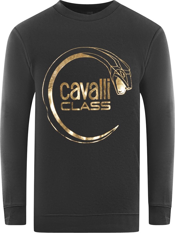Cavalli Class Piercing-Schlangenlogo Schwarzes Sweatshirt
