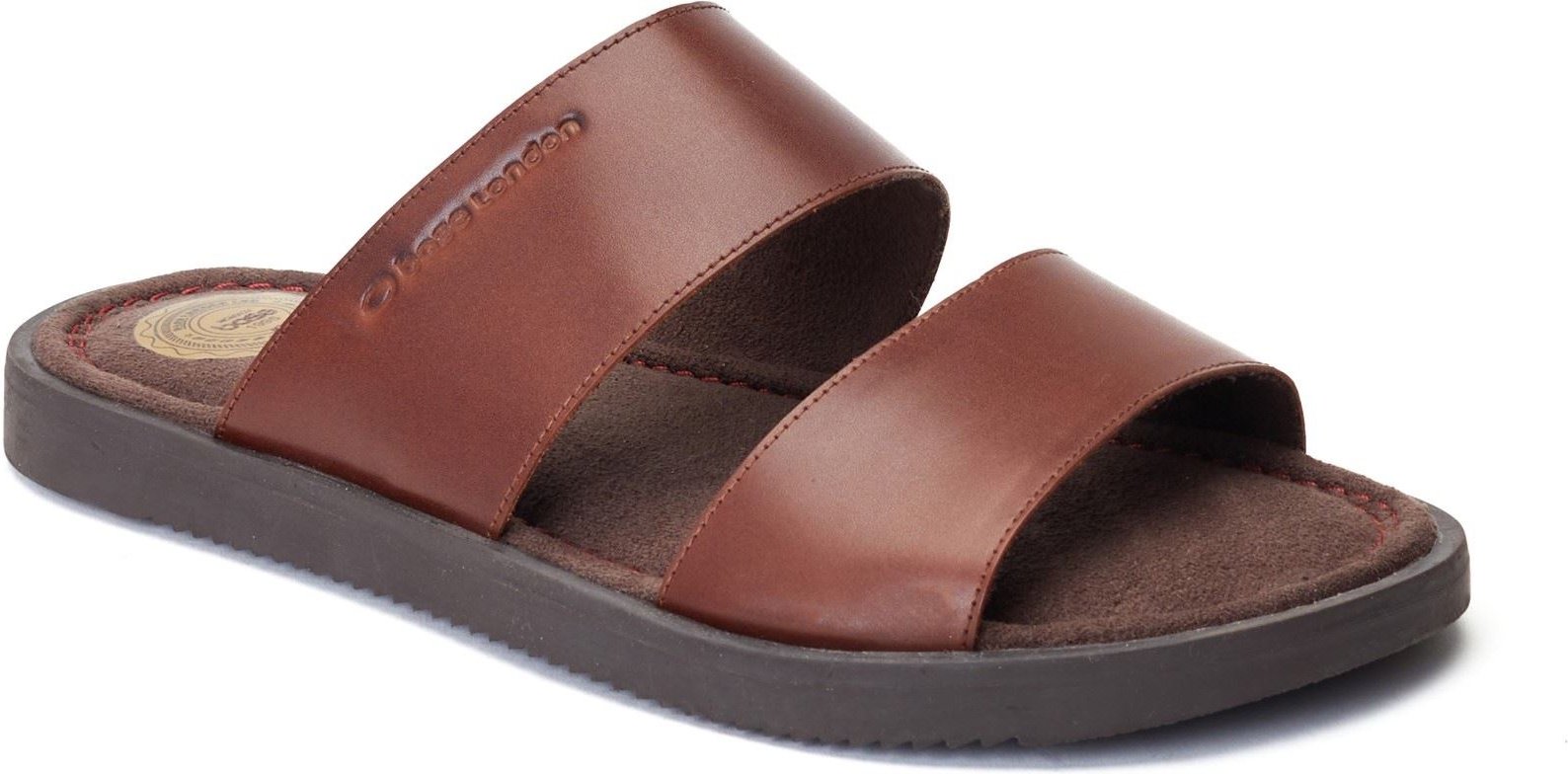 Base London Maven Herren Sandalen Aus Gebranntem Braunem Leder