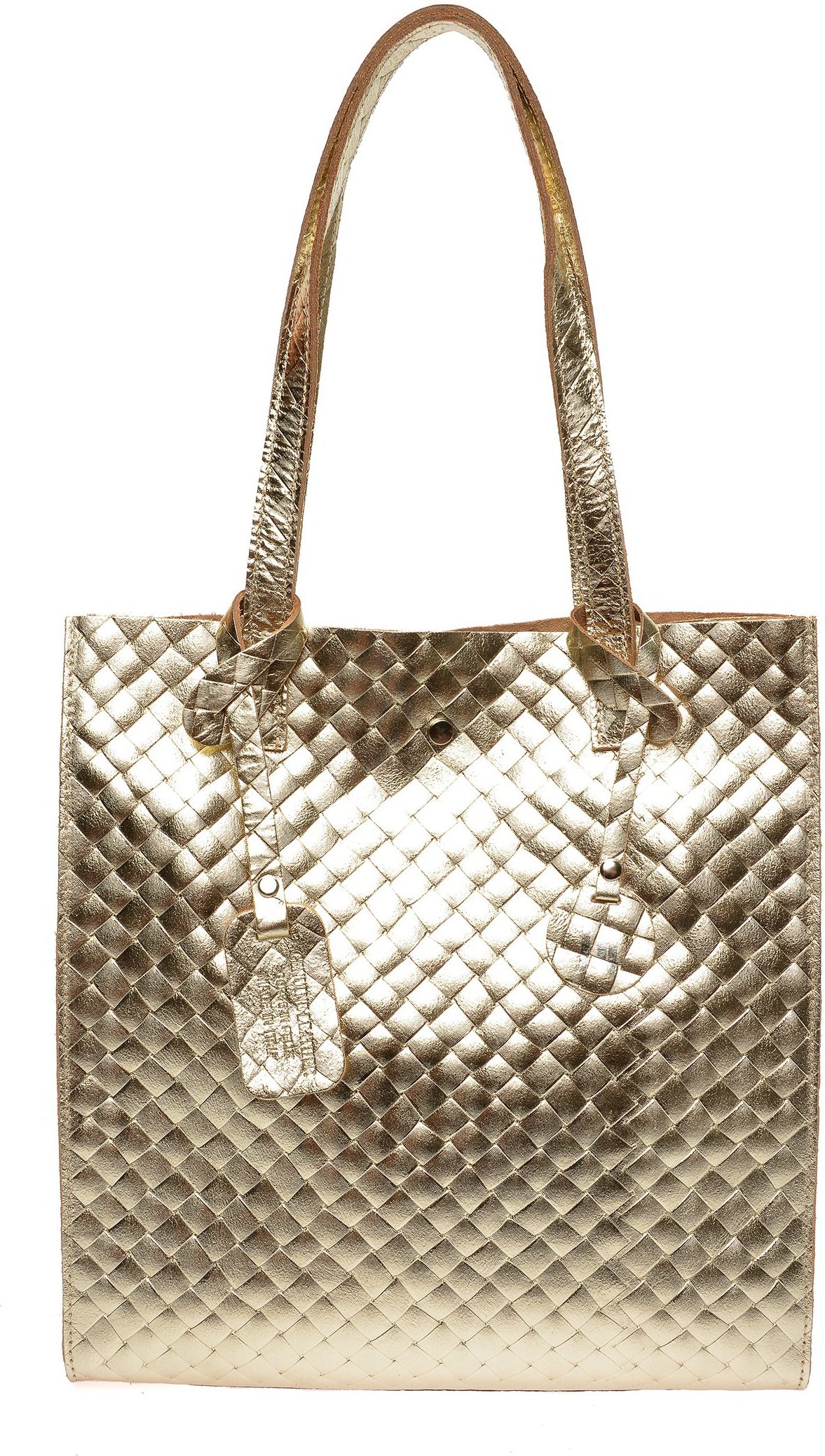 Anna Luchini Goldene Lederhandtasche