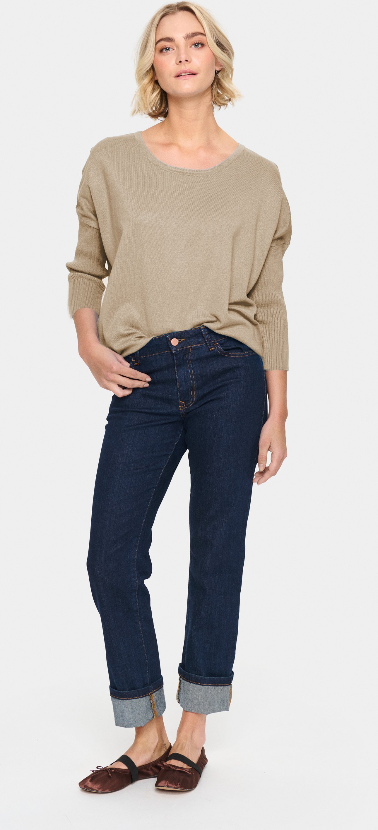 Strickpullover Lässige Passform taupe