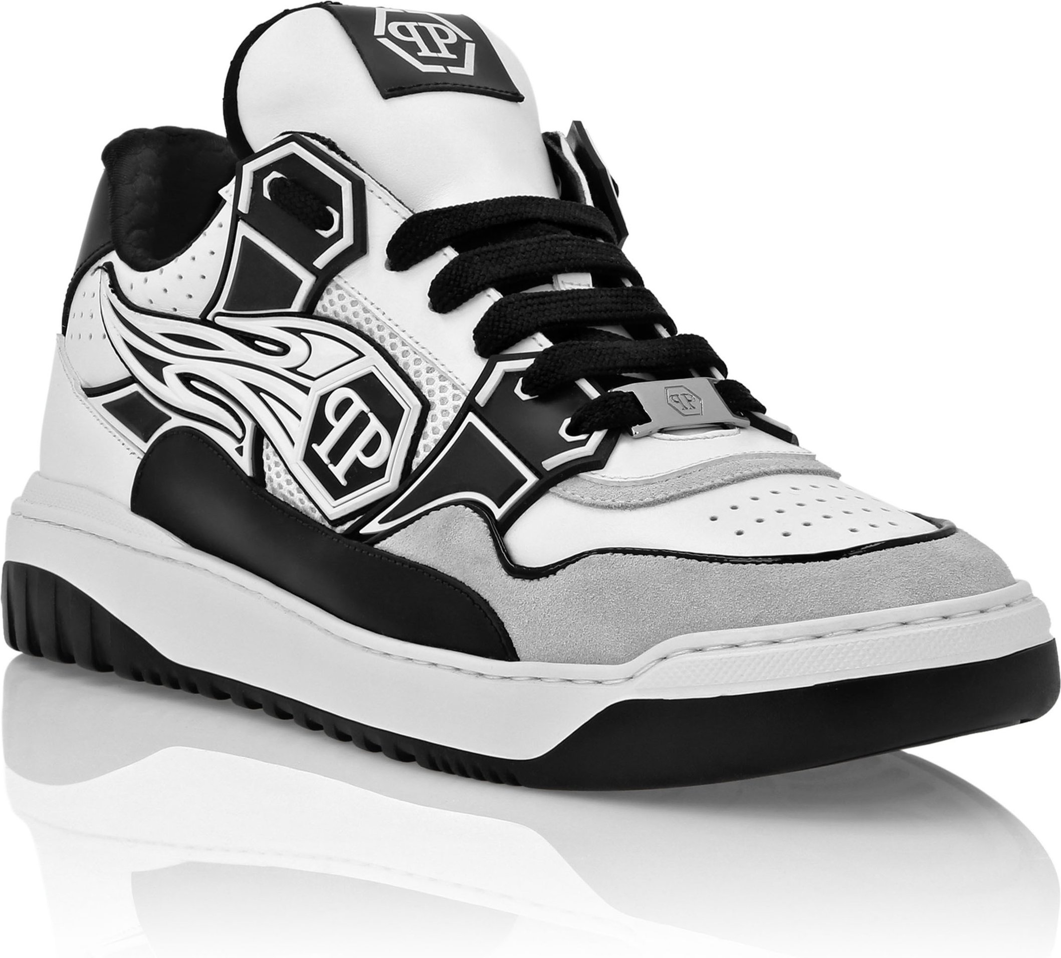 Mix Leder Lo-Top Sneakers Strass Hexagon