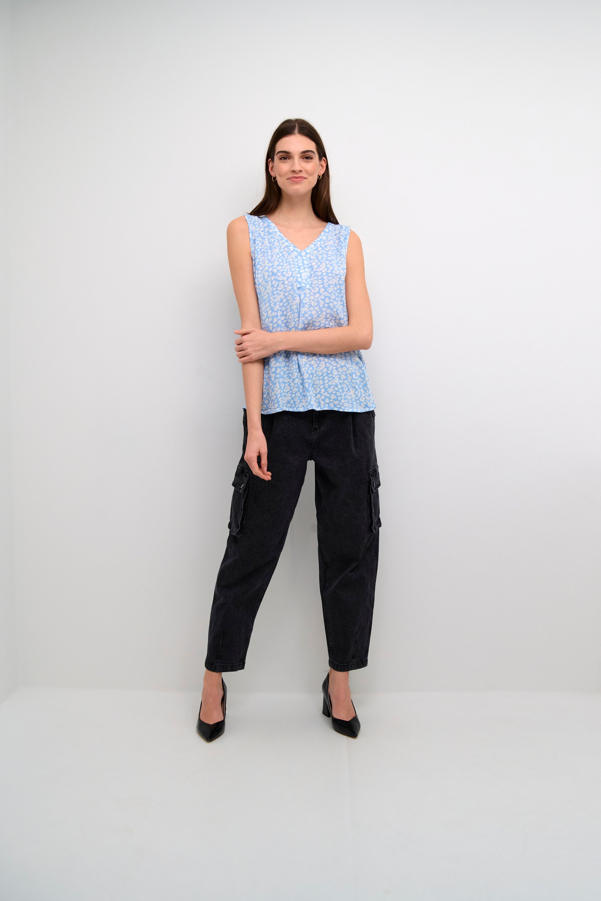 Ärmellose Bluse Regular fit Vista Blue / Chalk Flower floral