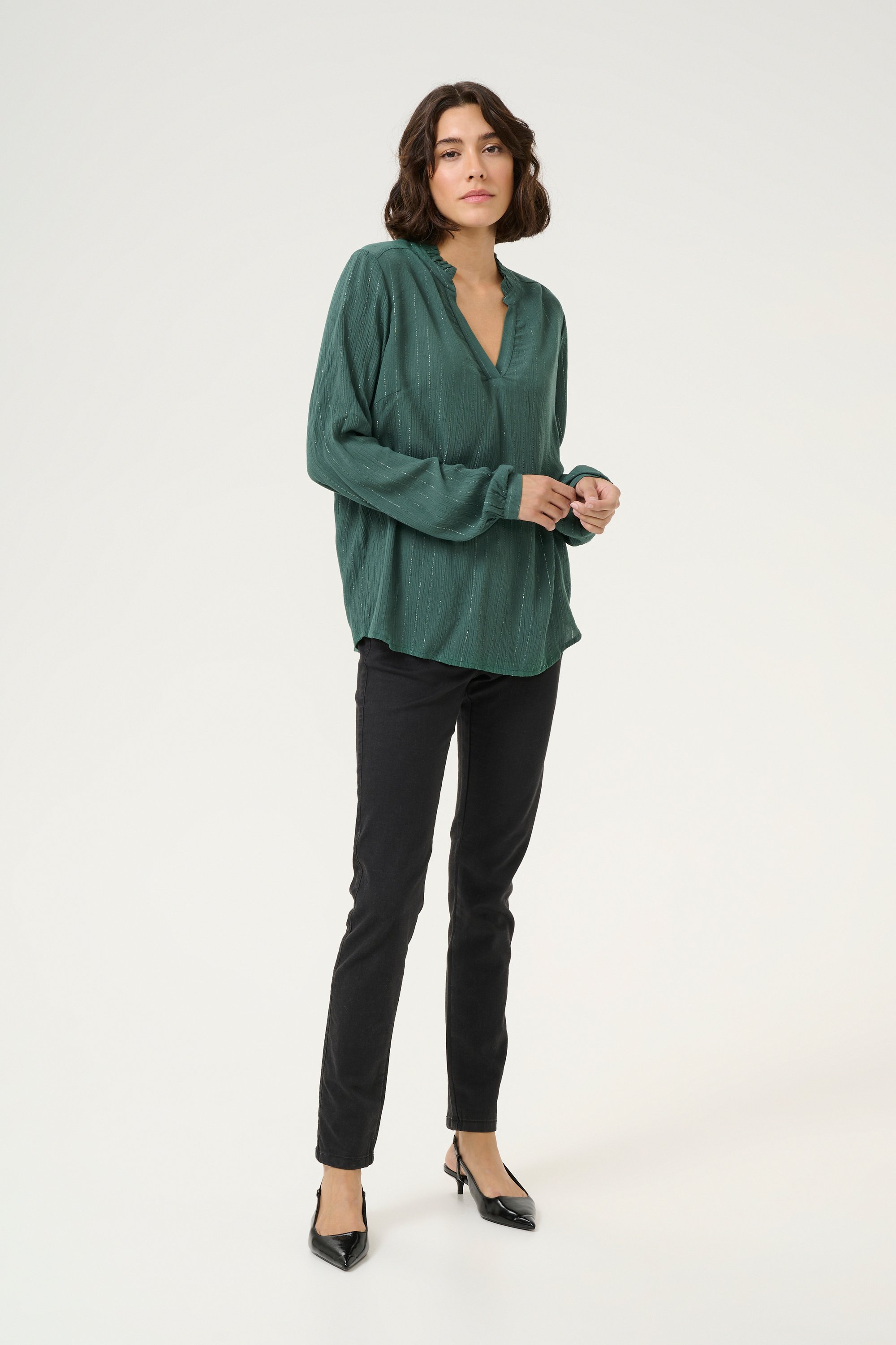 Langarm-Bluse Regular fit Garden Topiary green