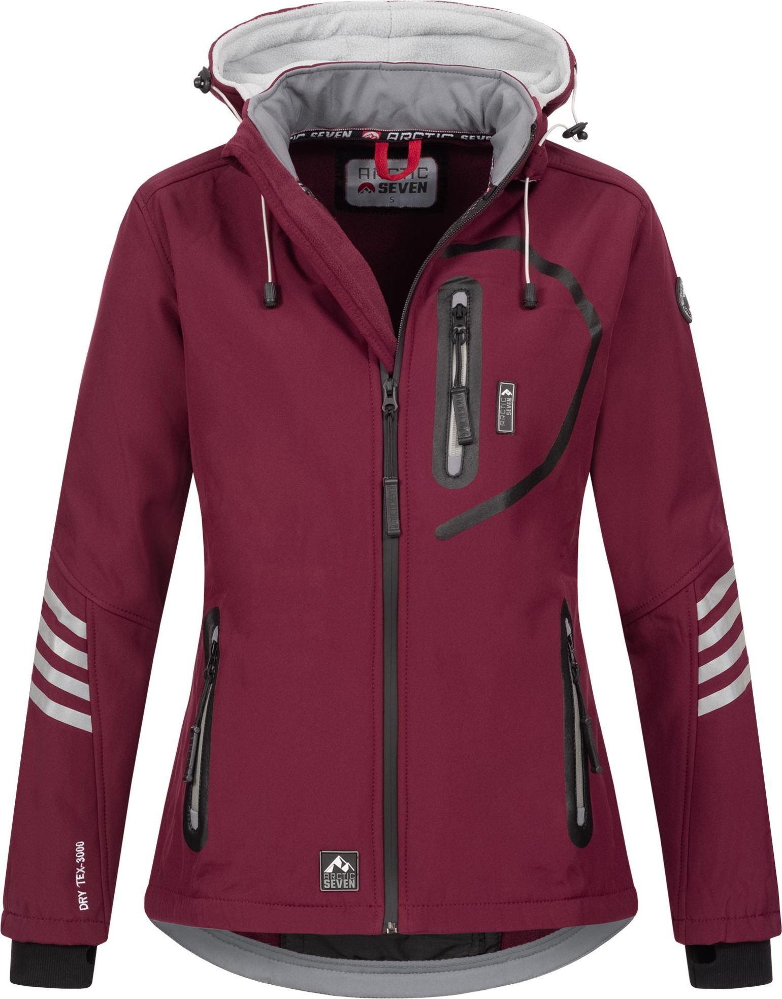 Arctic Seven Damen Softshelljacke Weinrot-Grau