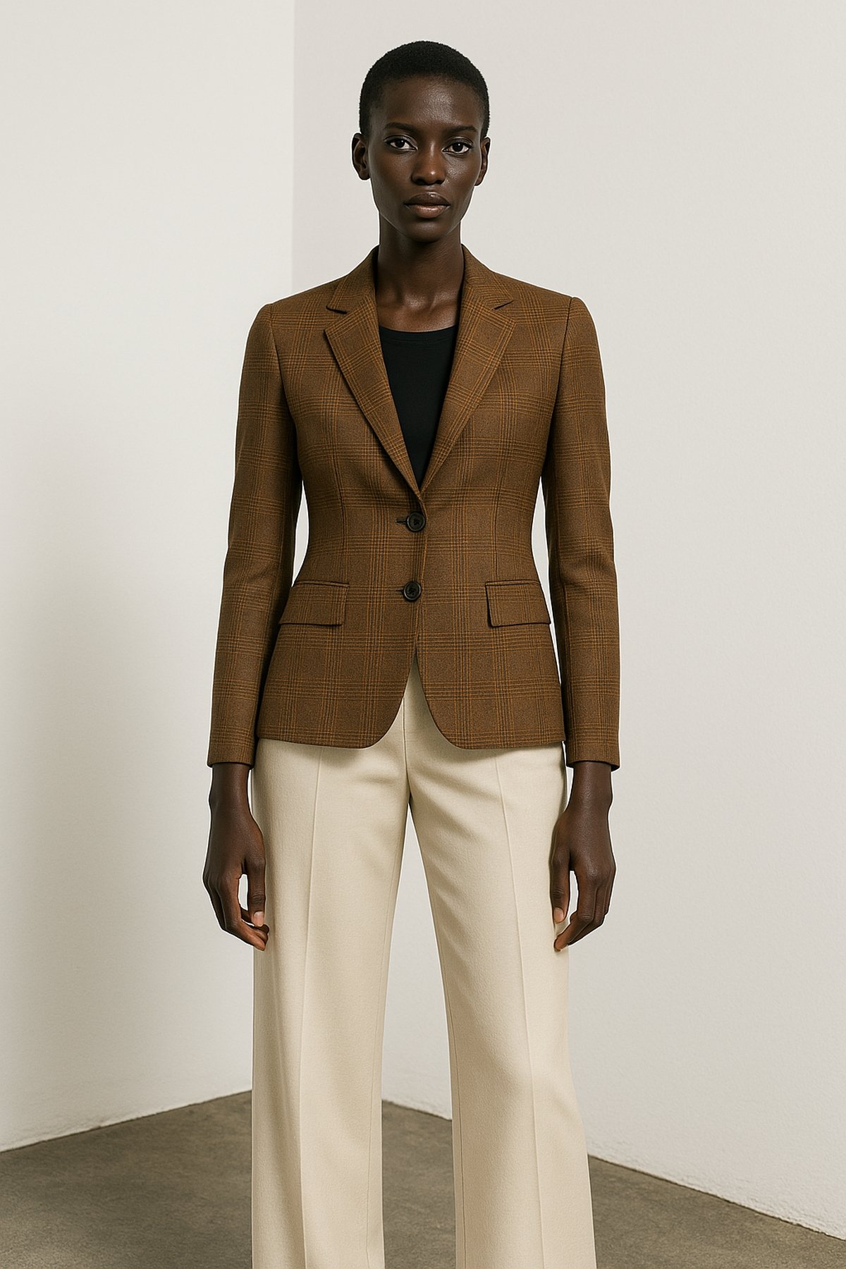 Karierter, taillierter Blazer aus 100 % Baumwolle