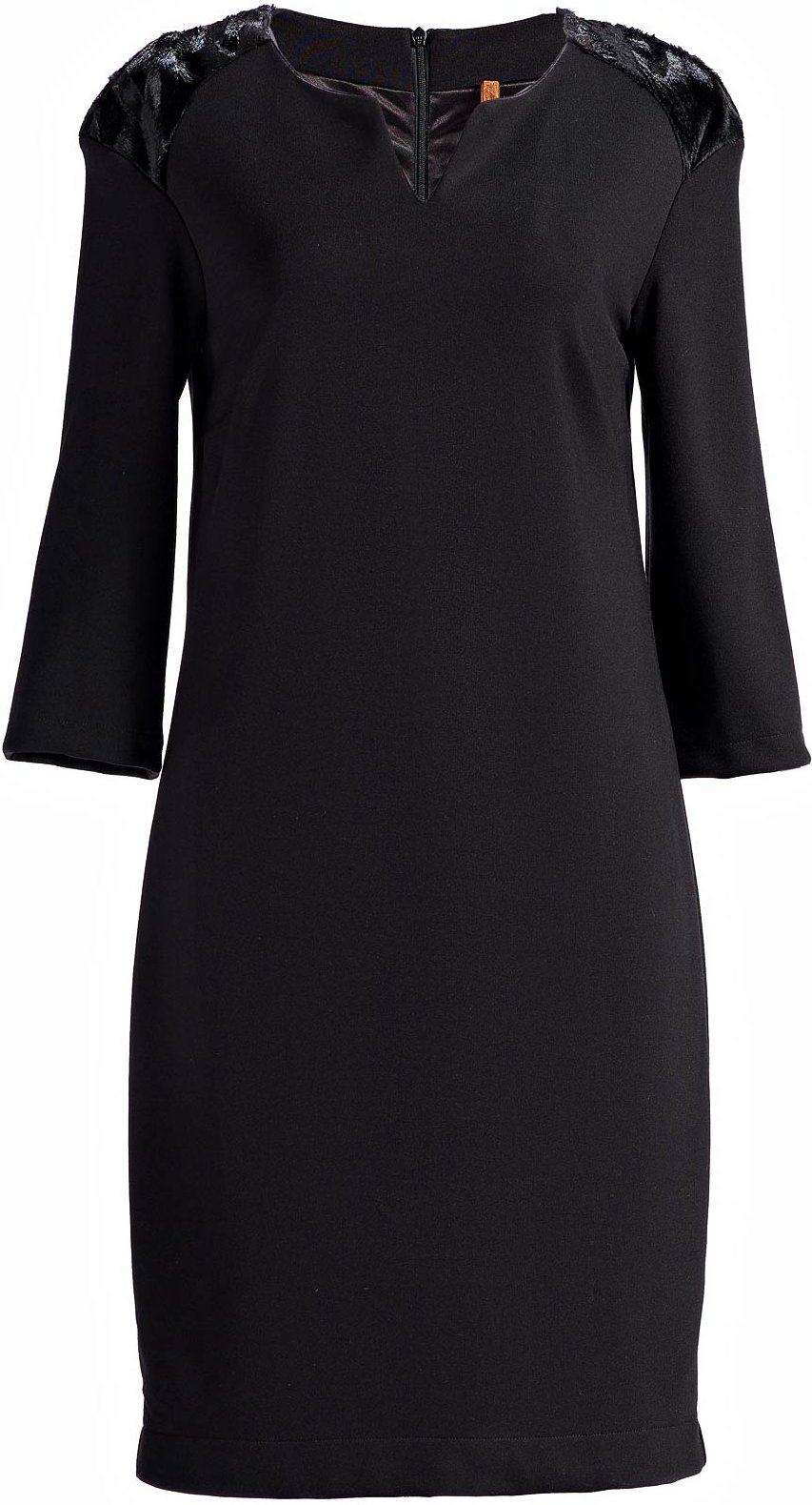 Gerades Kleid mit Pelzdetail