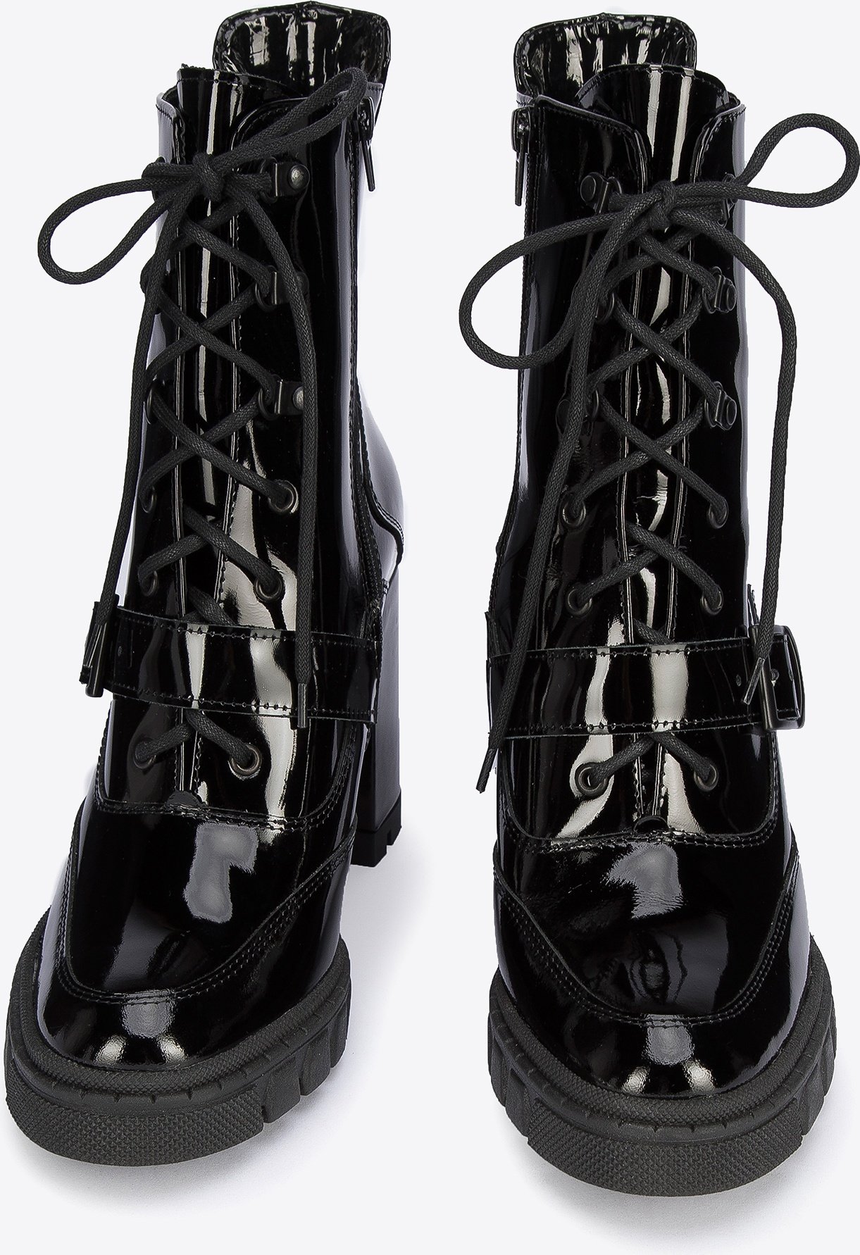 Wittchen Damen-Ankle-Boots aus schwarzem Lackleder mit Schnalle an der Ferse