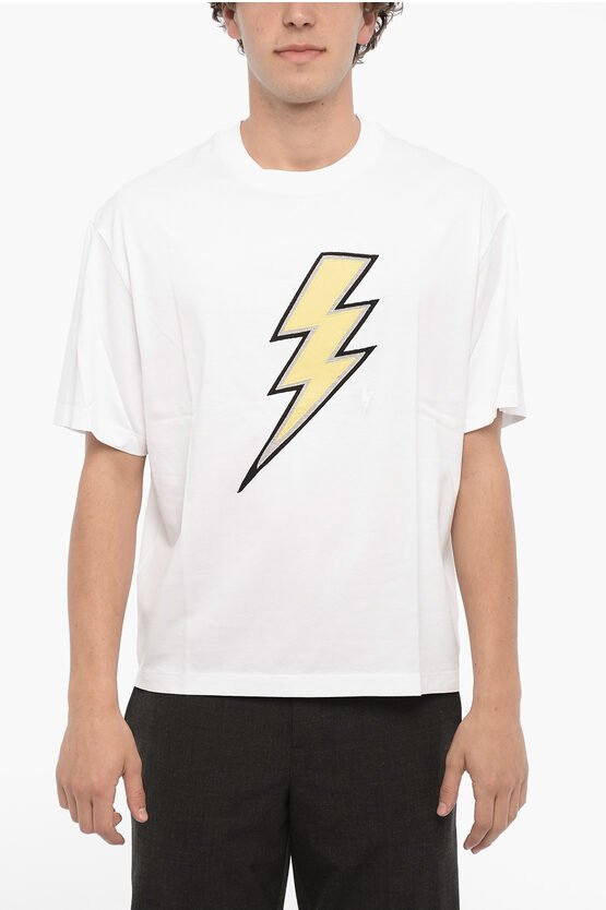 Slim Fit RAINBOLT Rundhals-T-Shirt in Weiß