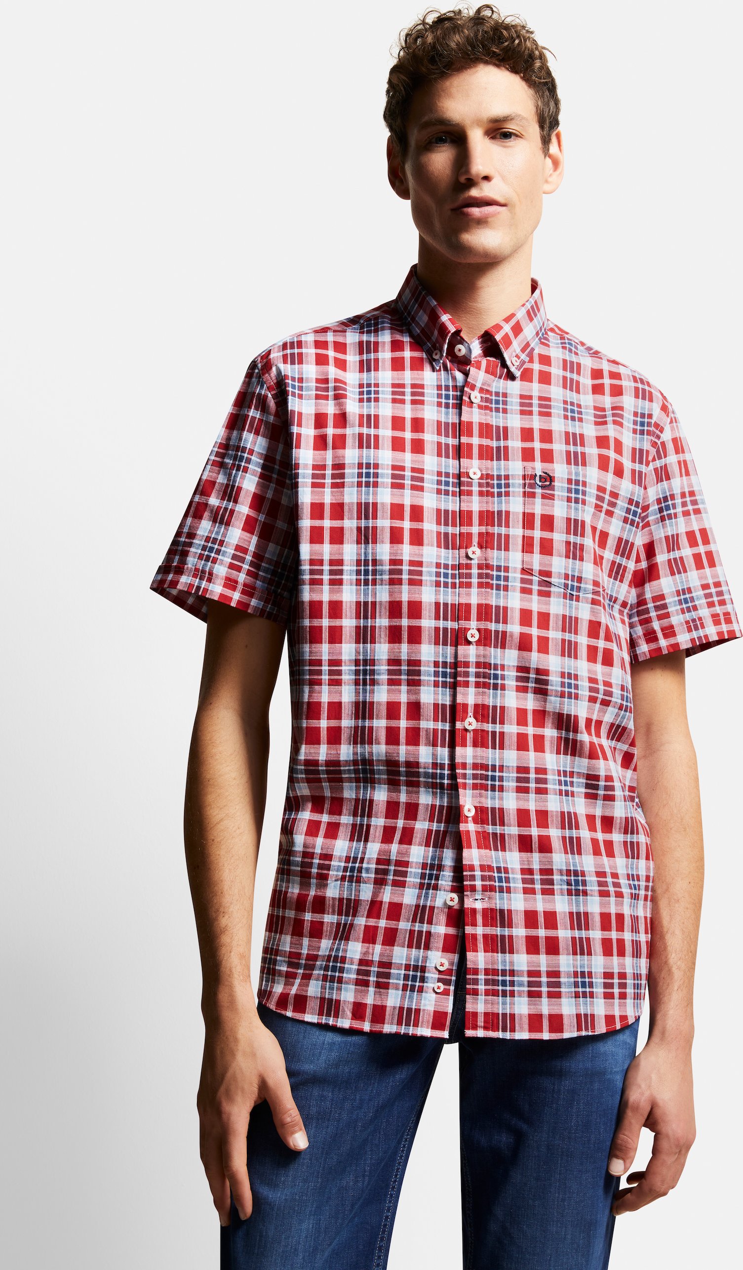 Bugatti Herren Freizeithemd mit Button-Down-Kragen