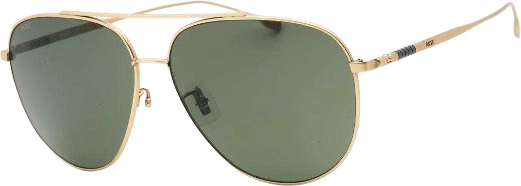 Hugo Boss - "1296" Sonnenbrille für Herren, Titanium-Grau, Edelstahl (Gold/Grün)