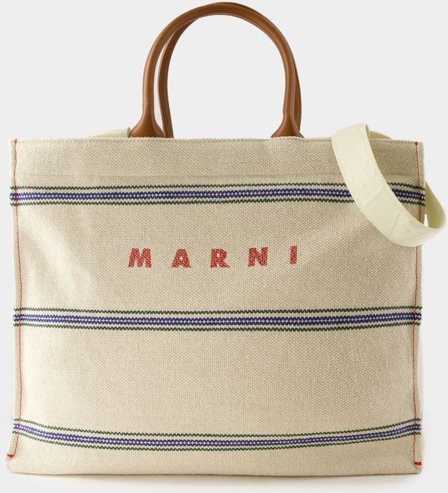 Thumbnail - Pelletteria Uomo Cabas Medium - Marni - Baumwolle - Beige