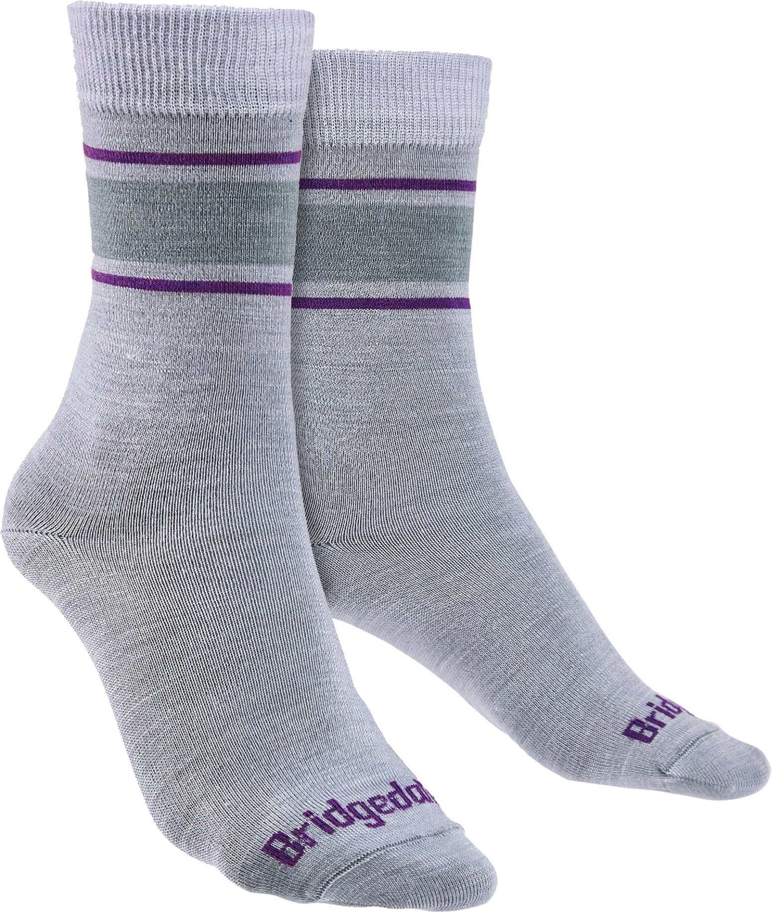 Bridgedale - Womens Liner Base Layer Merino Socken - Lt Grey / Purple