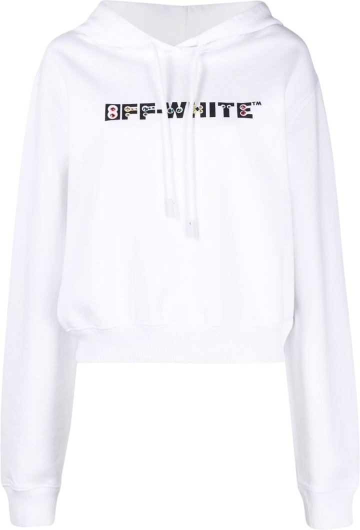 Off-White Kurzer weißer Kapuzenpullover mit geometrischem Logo