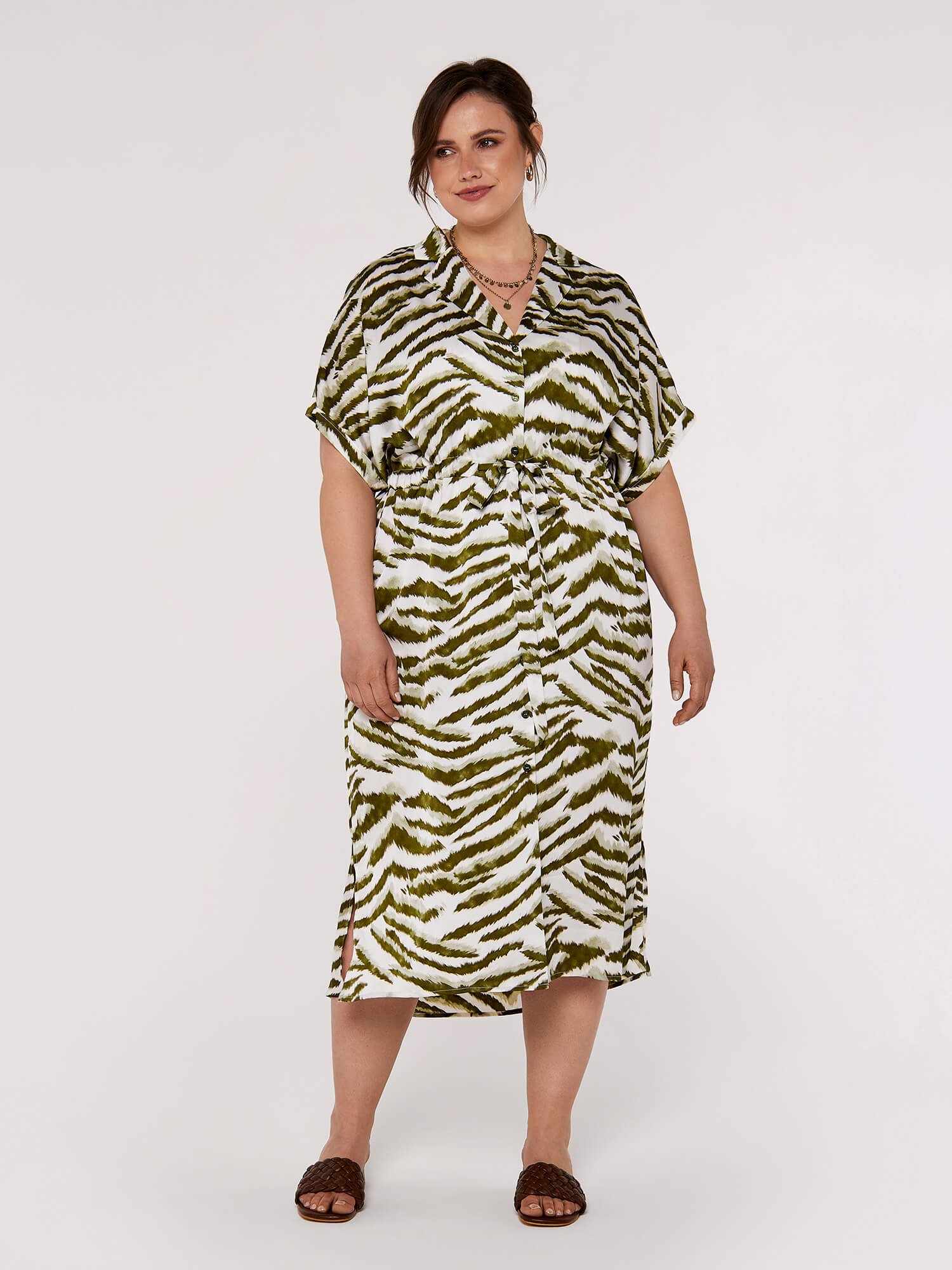 Apricot Curve Tiger Midikleid