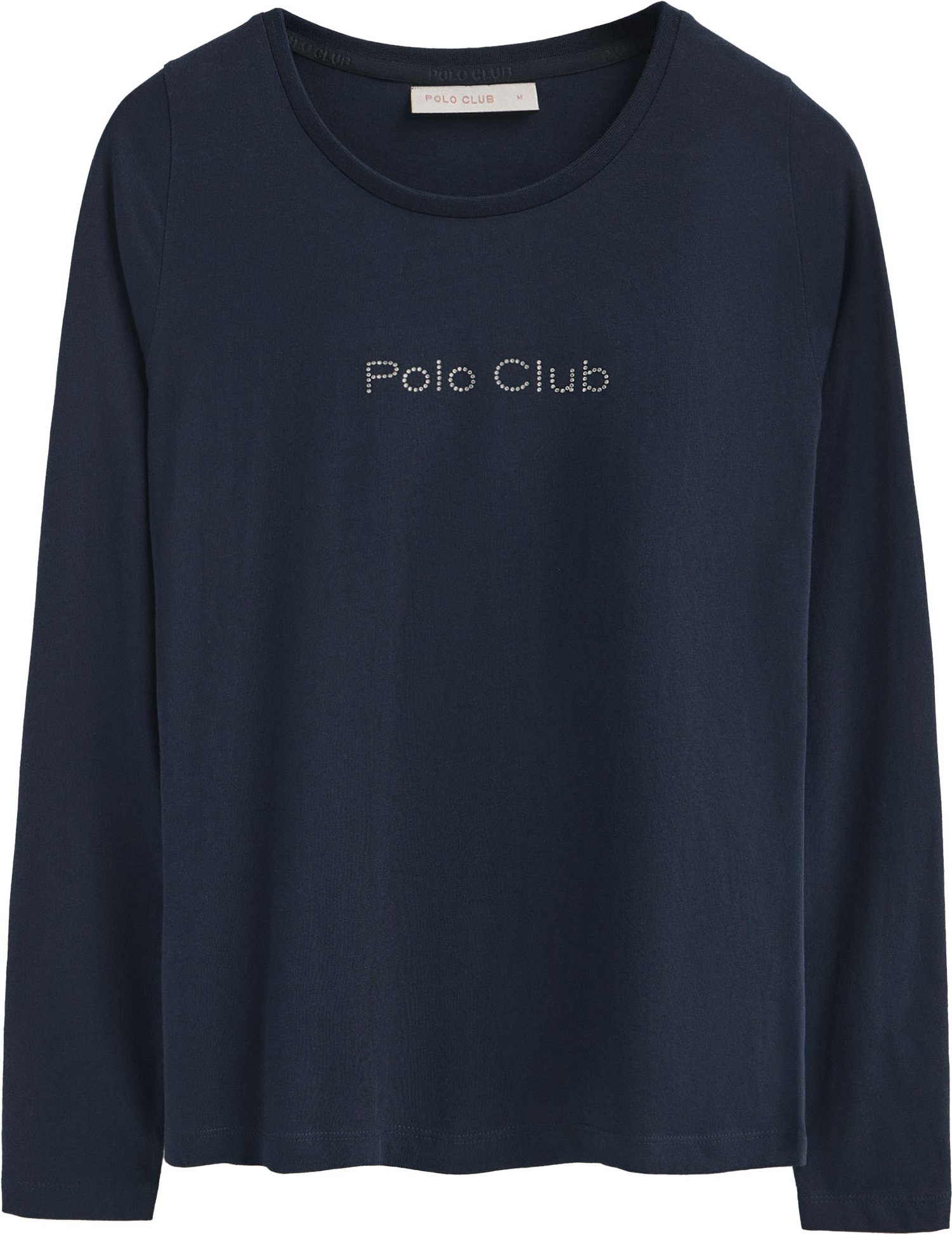 T-Shirt marineblau mit langen Ärmeln und glitzerndem Polo Club-Logo
