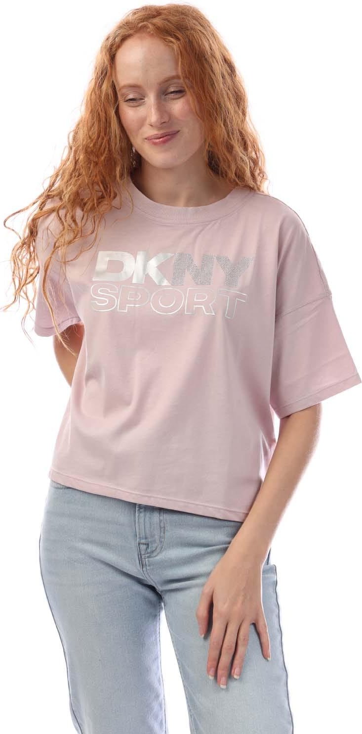 DKNY - T-Shirt für Damen, Logo, Folie (Weiß/Silber)