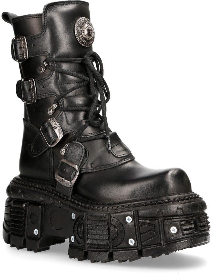 New Rock Unisex-Kampfplattformstiefel aus schwarzem Leder – TANK373-S1