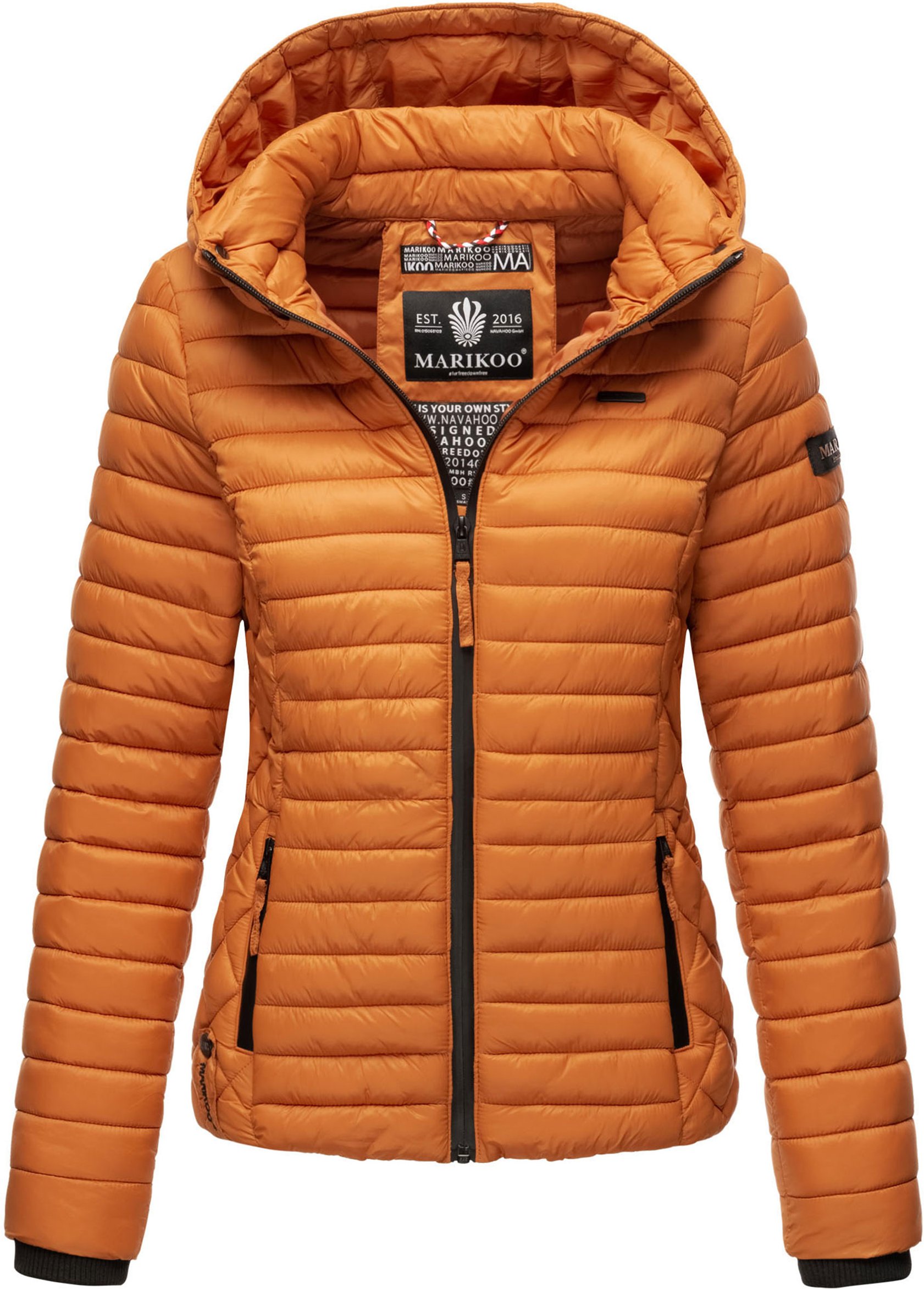 Marikoo Damen Steppjacke Samtpfote mit abnehmbarer Kapuze & Rippbündchen