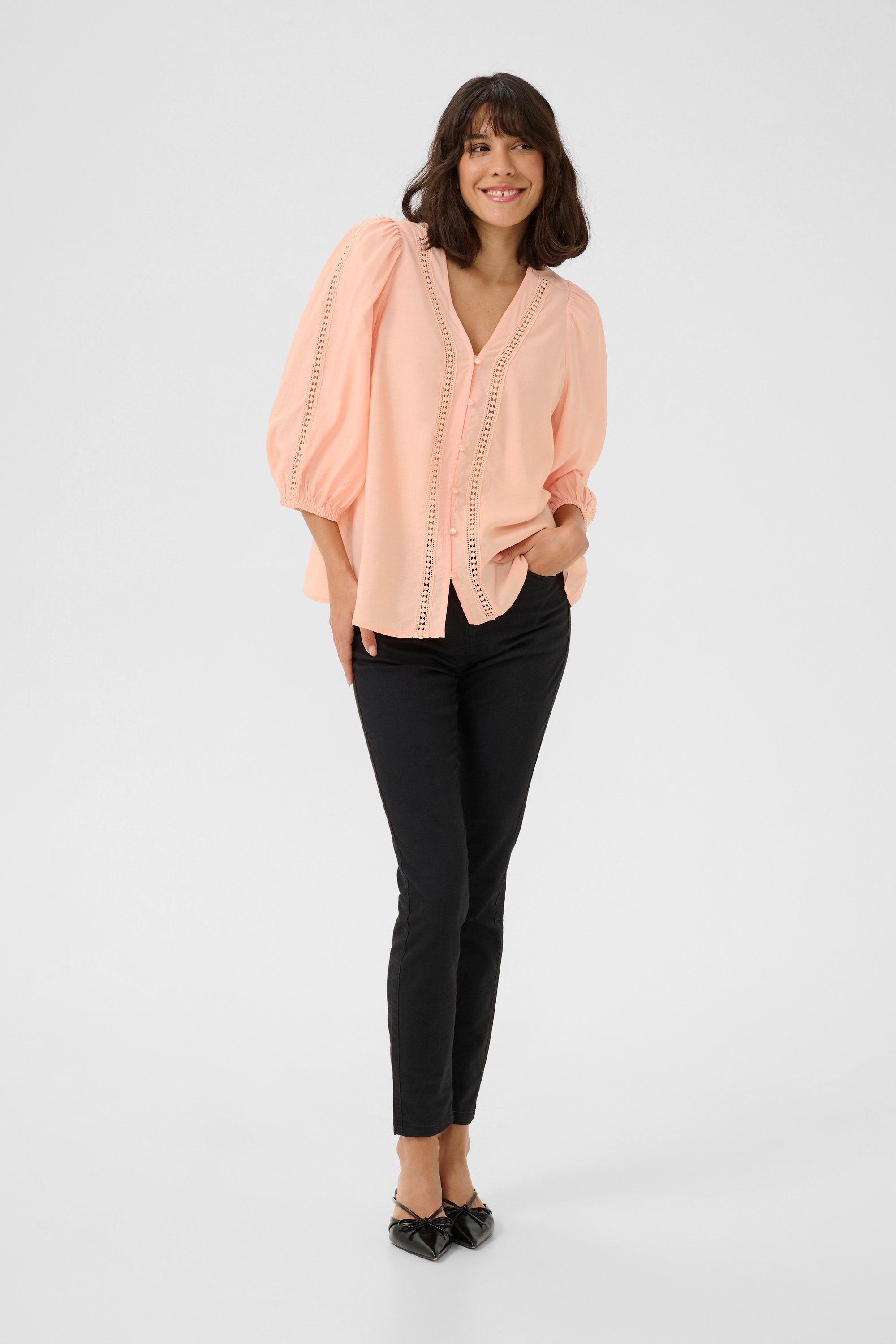 Langarm-Bluse Loose fit Peach