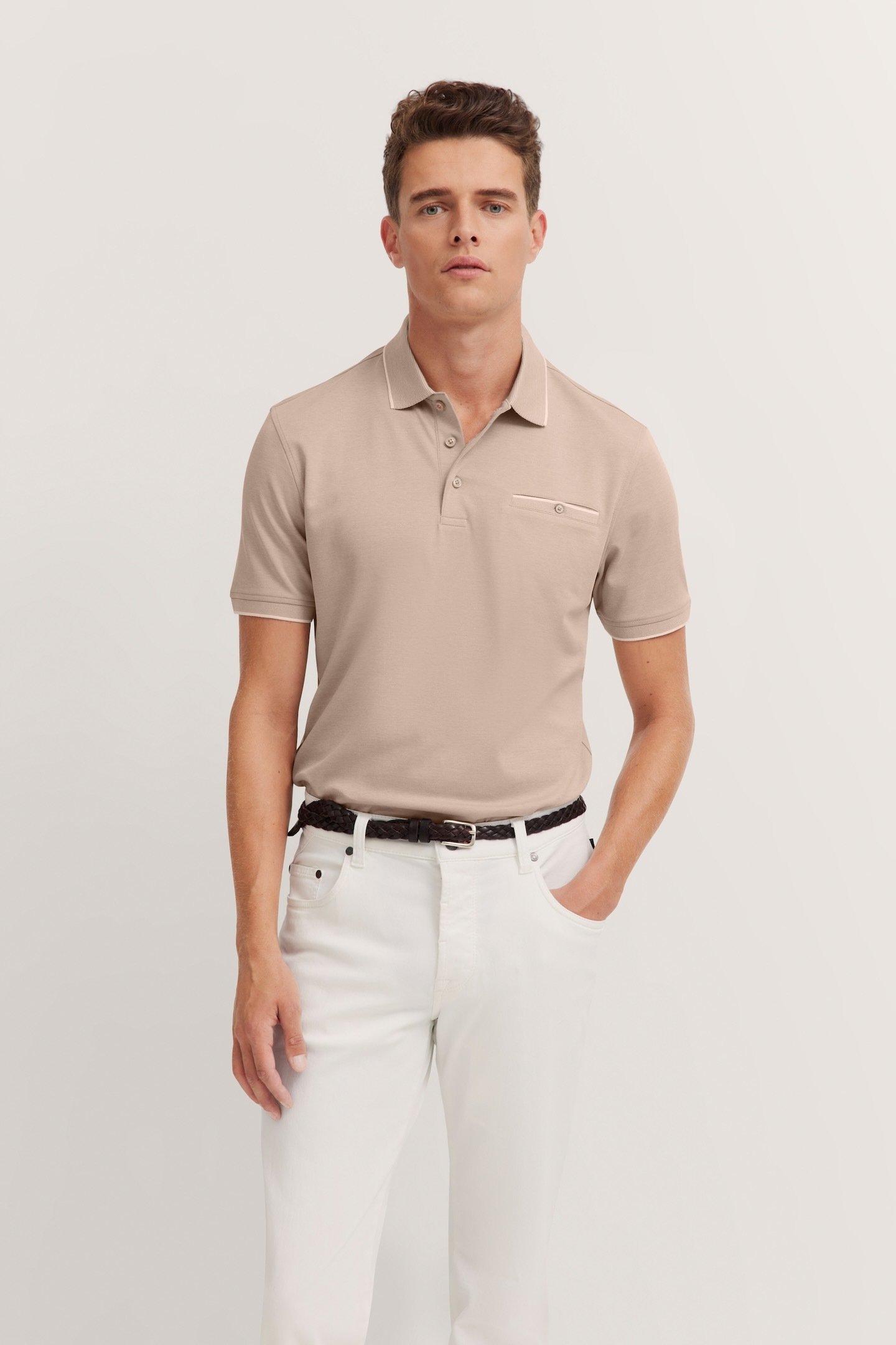 Thumbnail - Bugatti Herren Polo mit dezenten Kontraststreifen