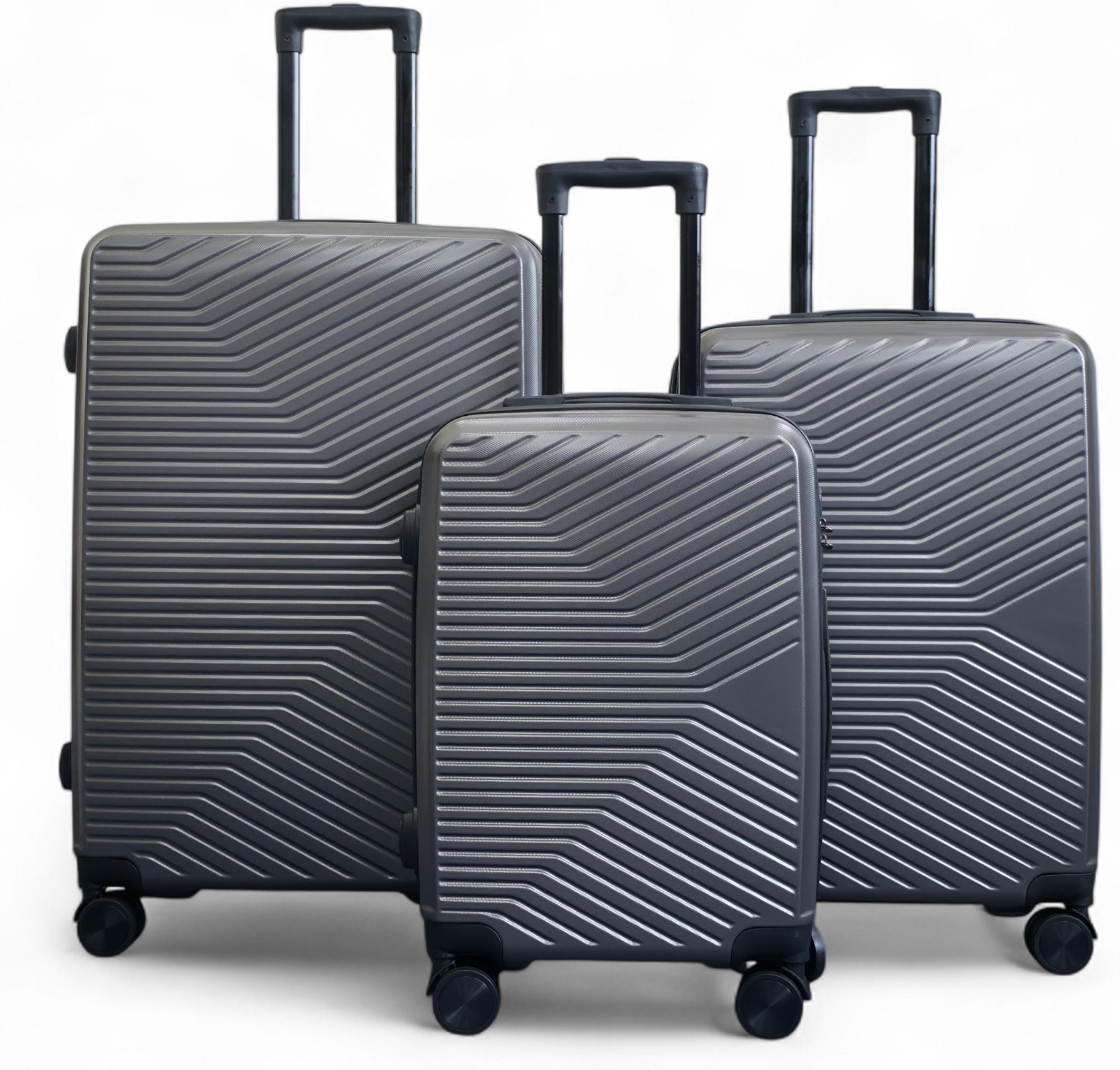 Hartschalenkoffer Anthrazitgrau Robustes 8-Rollen-Gepäck-Kabinenkoffer-Taschenset