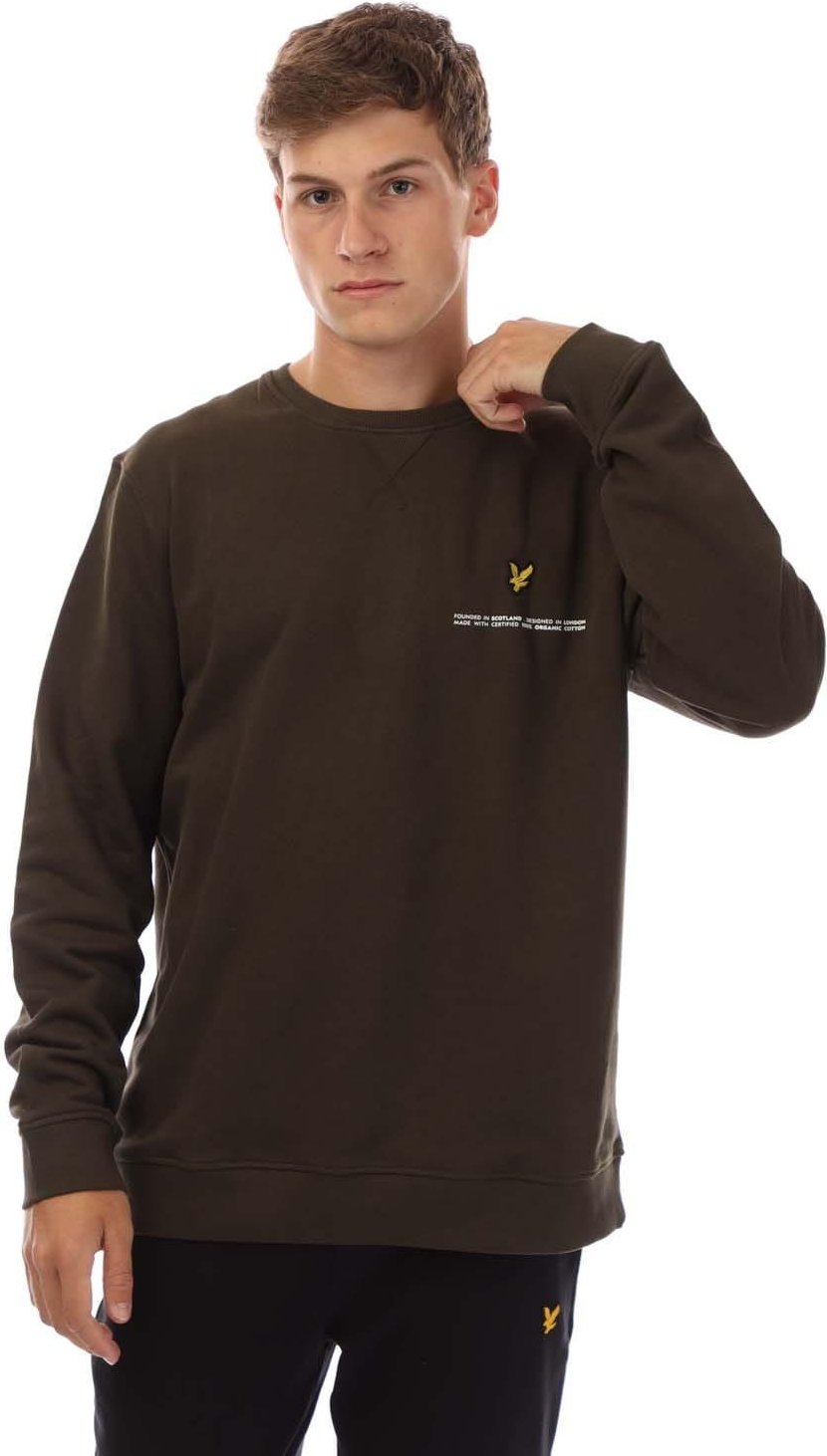 Lyle & Scott - Rundhalsausschnitt Sweatshirt für Herren Baumwolle aus biologischem Anbau (Oliv)