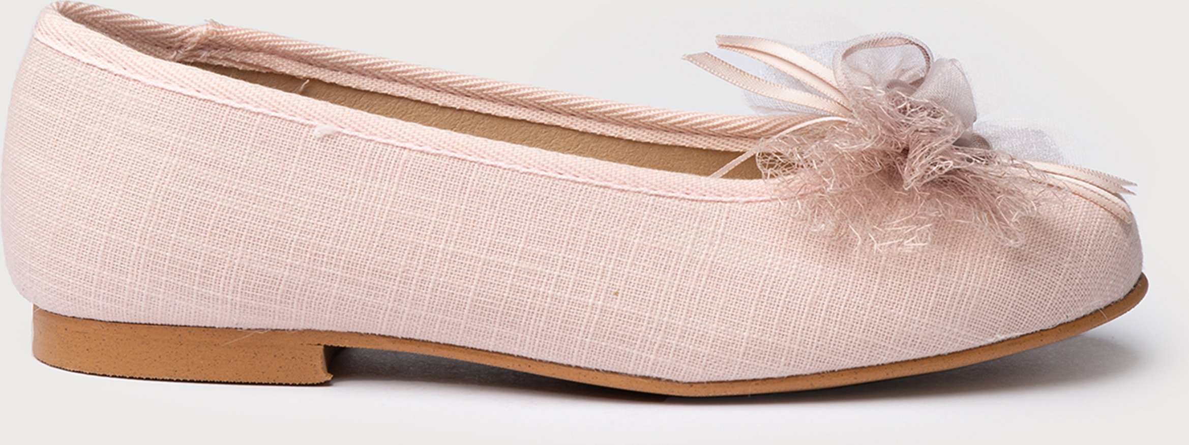 Ballerines de cérémonie en cuir de lin