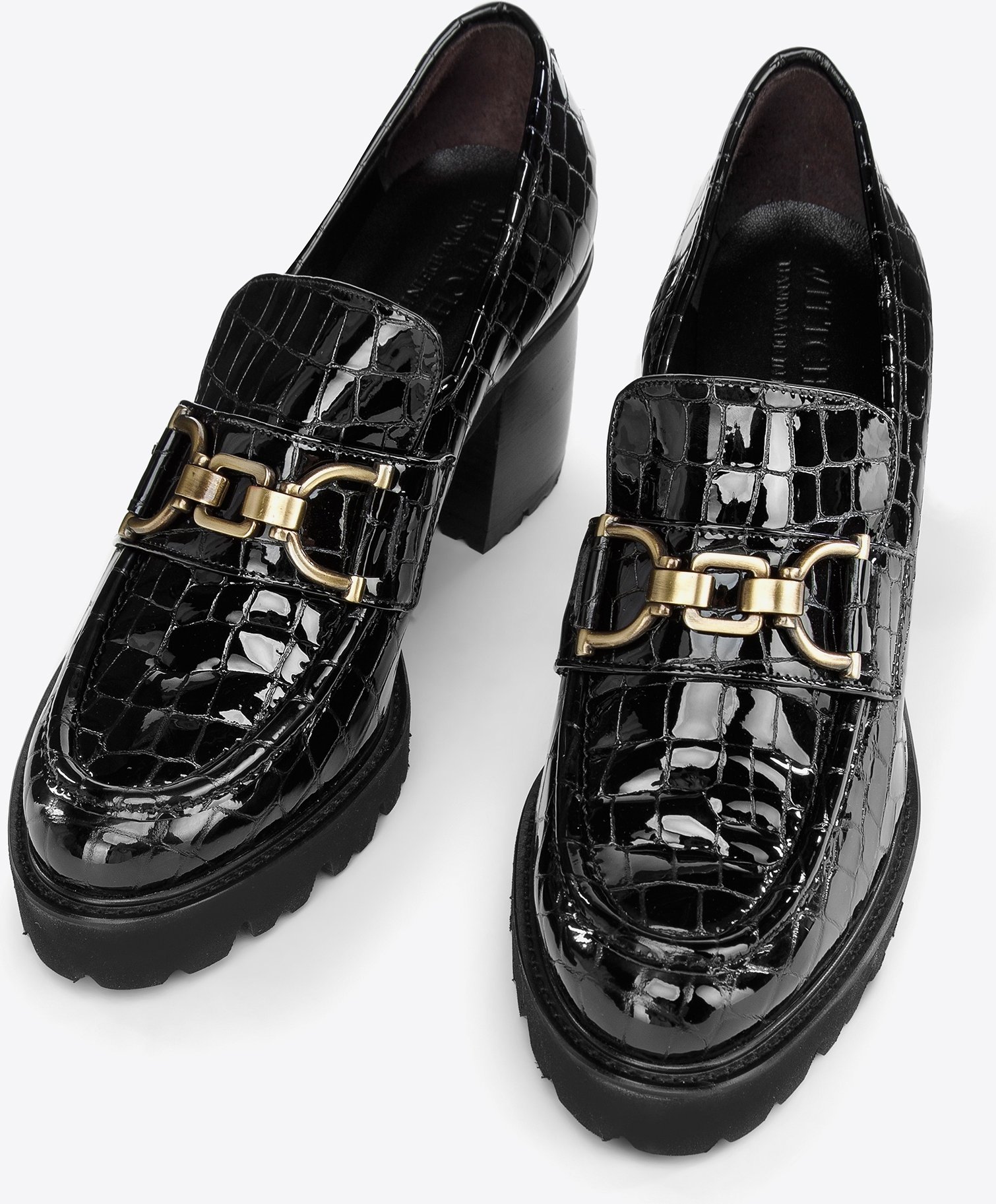 Wittchen Damen-Pumps aus Lackleder mit Krokodilschnalle, Schwarz