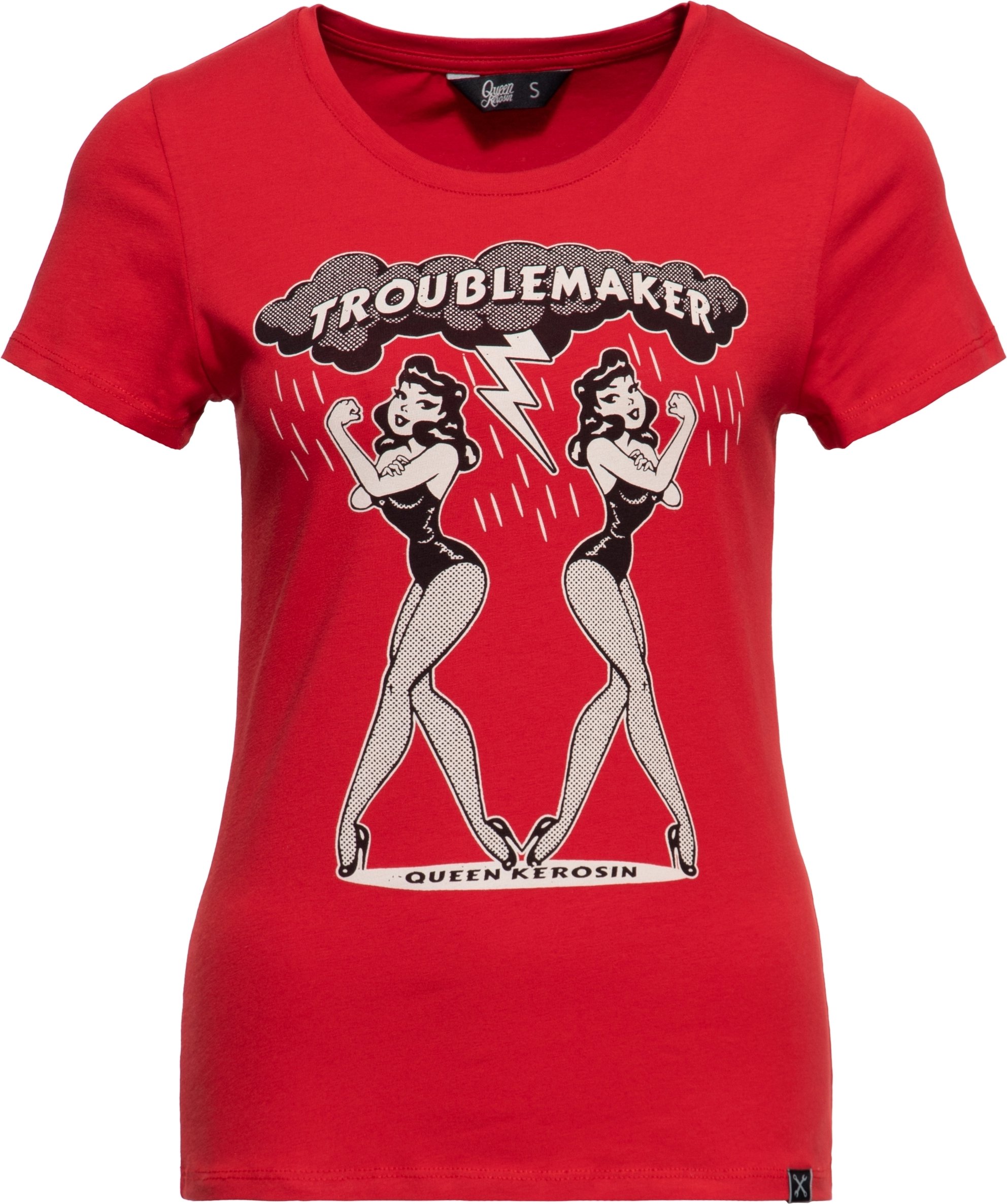 Queen Kerosin Damen T-Shirt Troublemaker rot